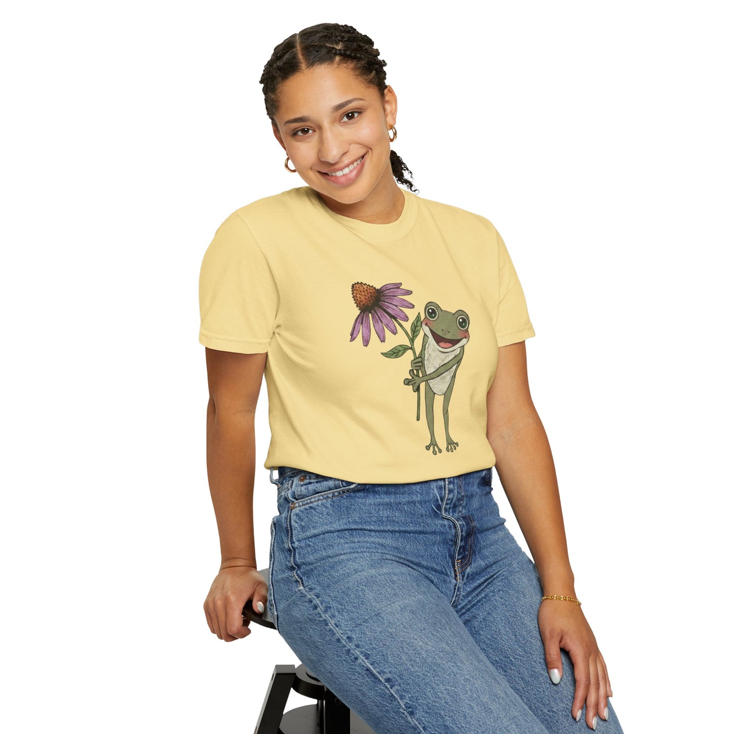 Spring Cottage Frog Tee • Whimsical Garden Wildflower T-shirt • Cottagecore Floral Tshirt