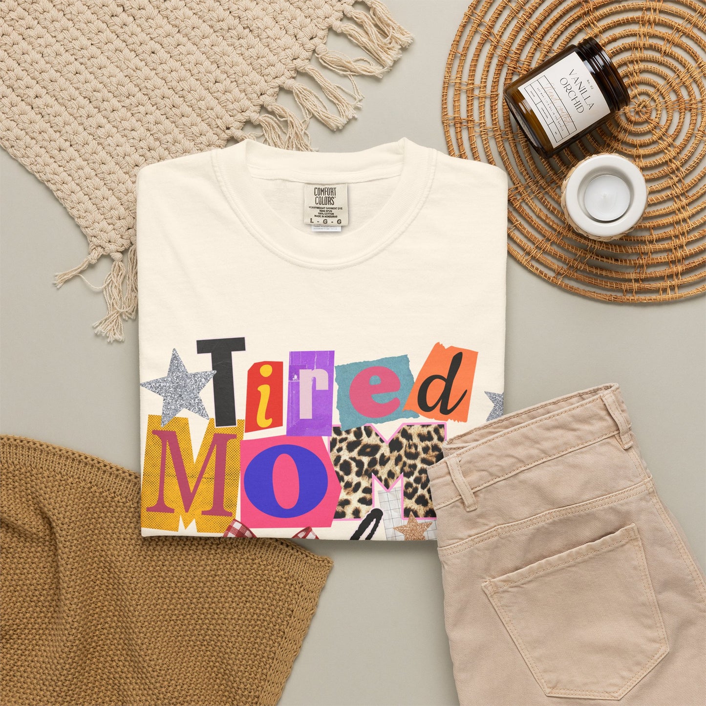 Tired Moms Club Shirt Women • Funny Mom Shirt • Trendy Patchwork Leopard Gingham Graphic Tee • Relatable Mom Outfit