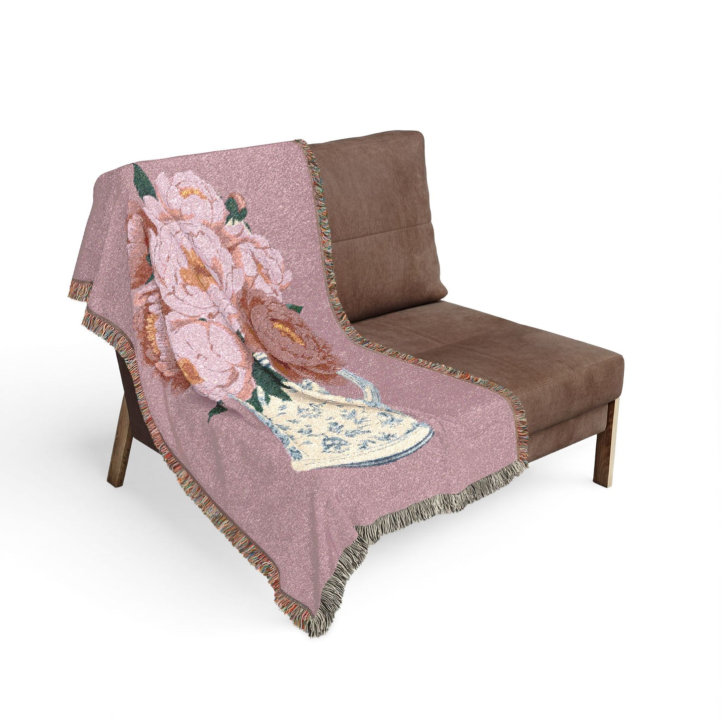 Peony Woven Blanket — Floral Cozy Throw for Living Room & Bedroom