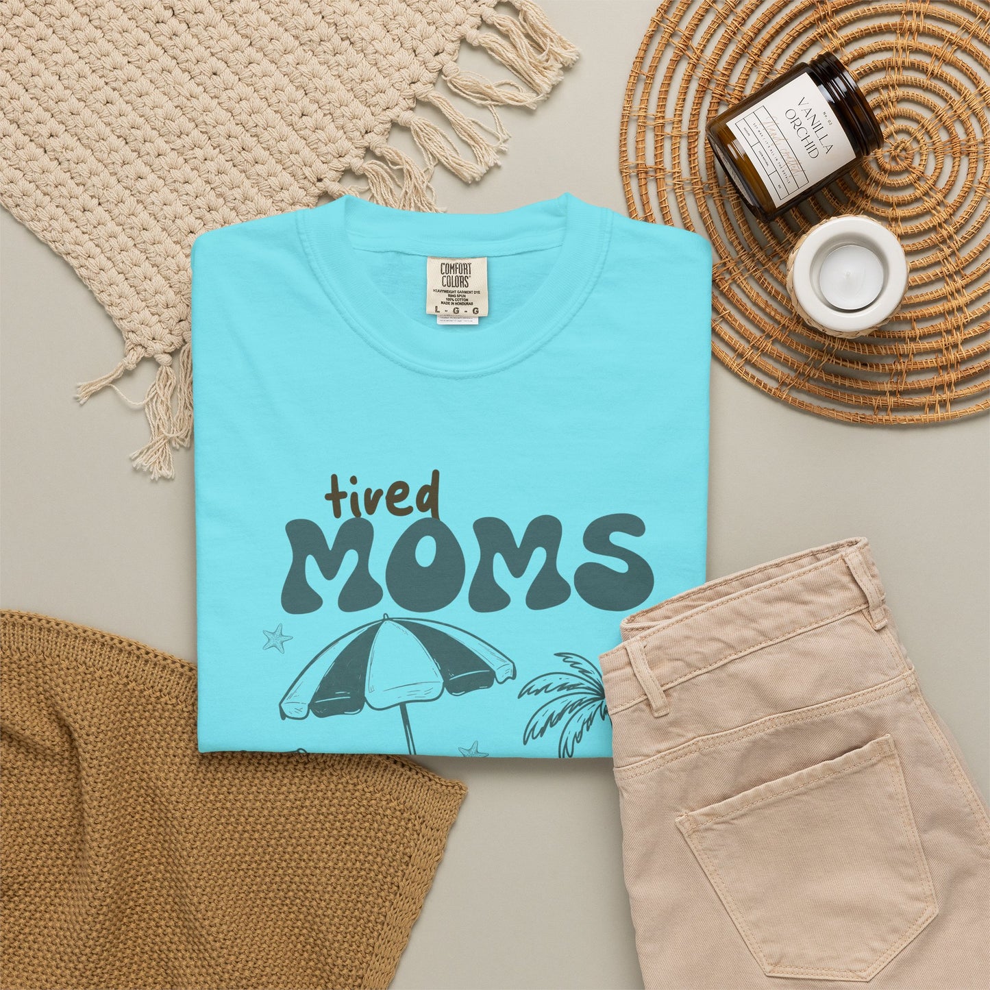 Tired Moms Summer Club Beach Mom Graphic Tee • Summer Vacation Shirt • Pool Day Mama Outfit • Coastal Summer Tee