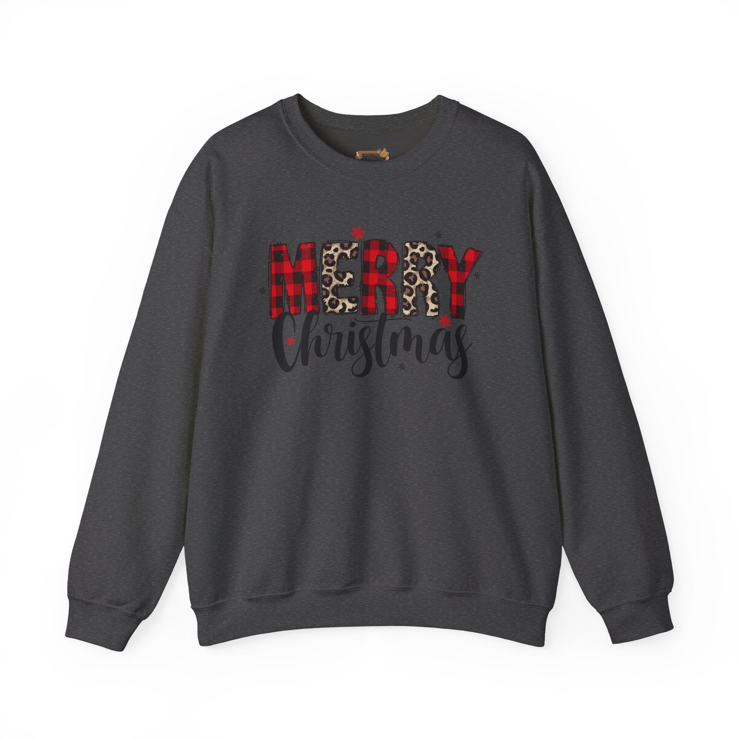 Merry Christmas Sweatshirt | Buffalo Plaid & Leopard Print Holiday Crewneck | Cozy Winter Outfit | Christmas Gift for Moms & Friends