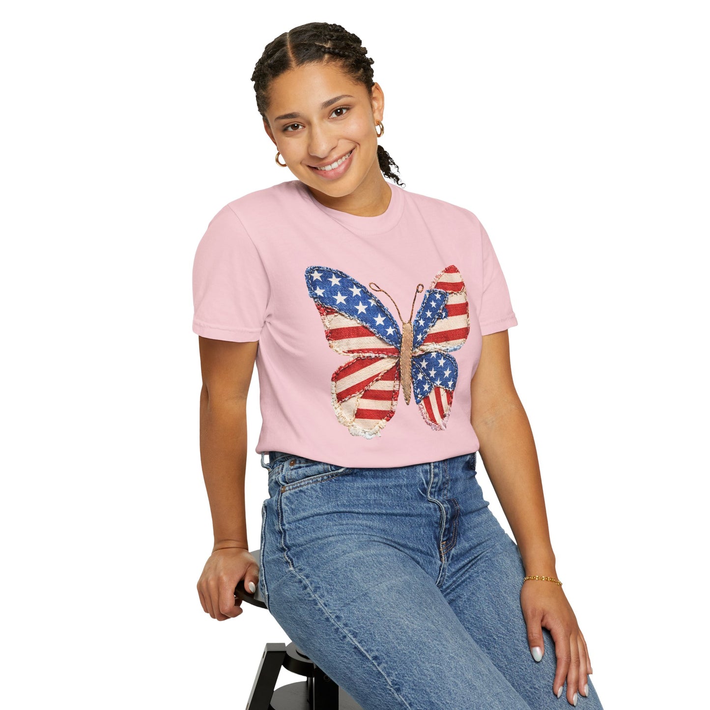 4th of July Butterfly Shirt • Patriotic Butterfly Tee • Vintage Americana Red White Blue Graphic