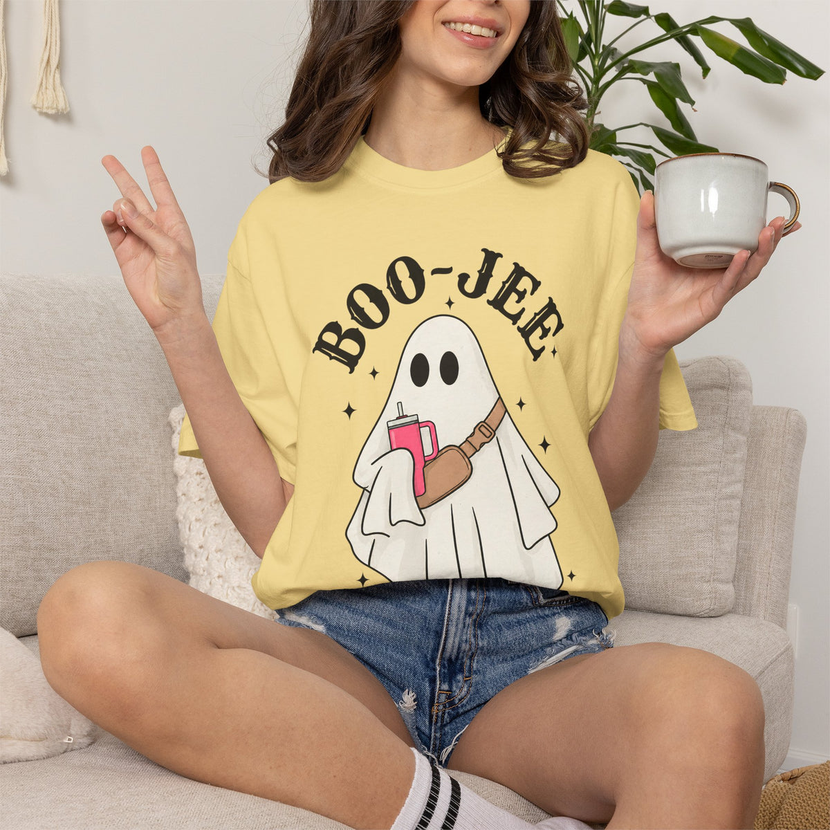 Boo Jee Ghost Shirt, Comfort Colors Halloween Tee, Cute Ghost Shirt, Girly Halloween Graphic Tee, Spooky Season Shirt