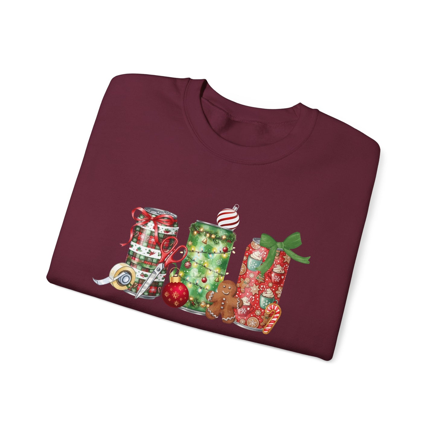 Christmas Soda Crewneck Sweatshirt | Festive Holiday Energy Drink Design | Heavy Blend Cozy Red,Green, Navy, Black, Pink Christmas Sweater for Winter Parties & Gifts