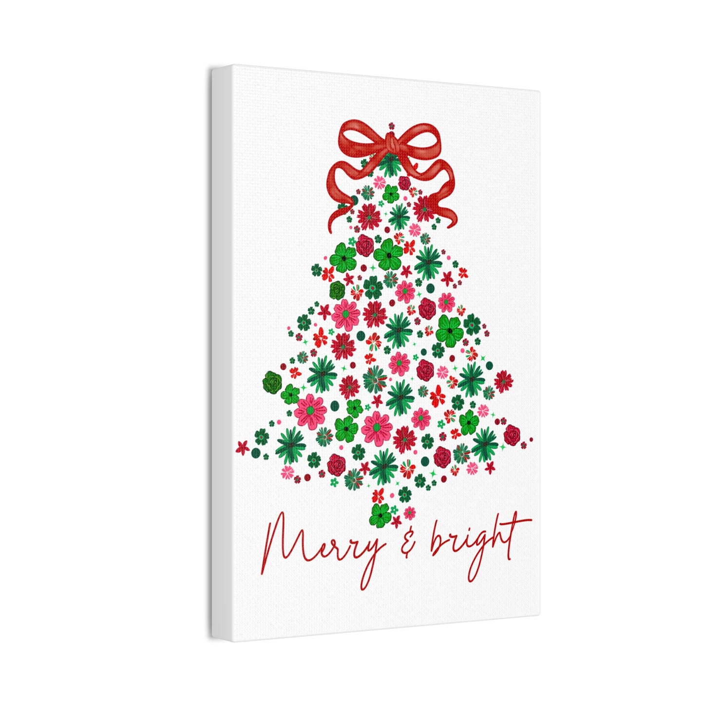 Festive Canvas Wall Art - Merry & Bright Christmas Tree