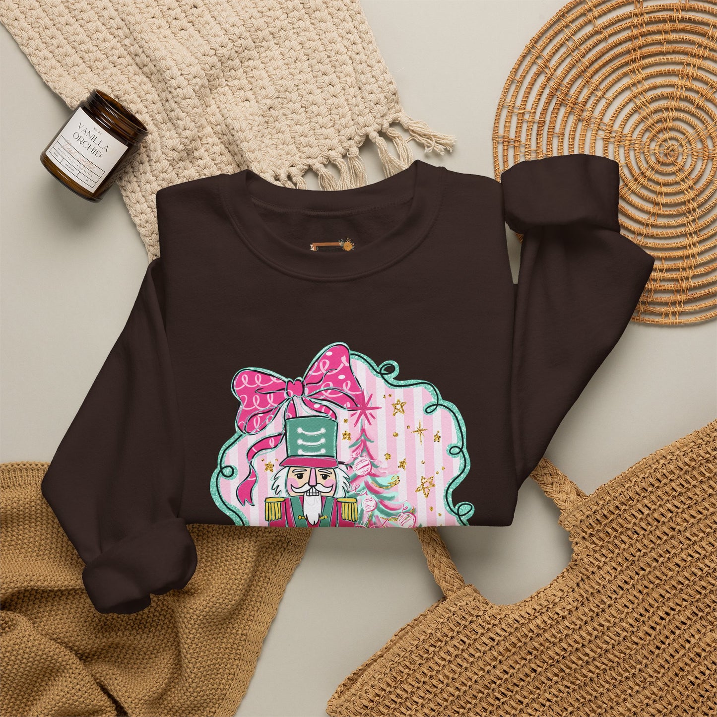 Nutcracker Christmas Sweatshirt — Pink Bow Holiday Crewneck