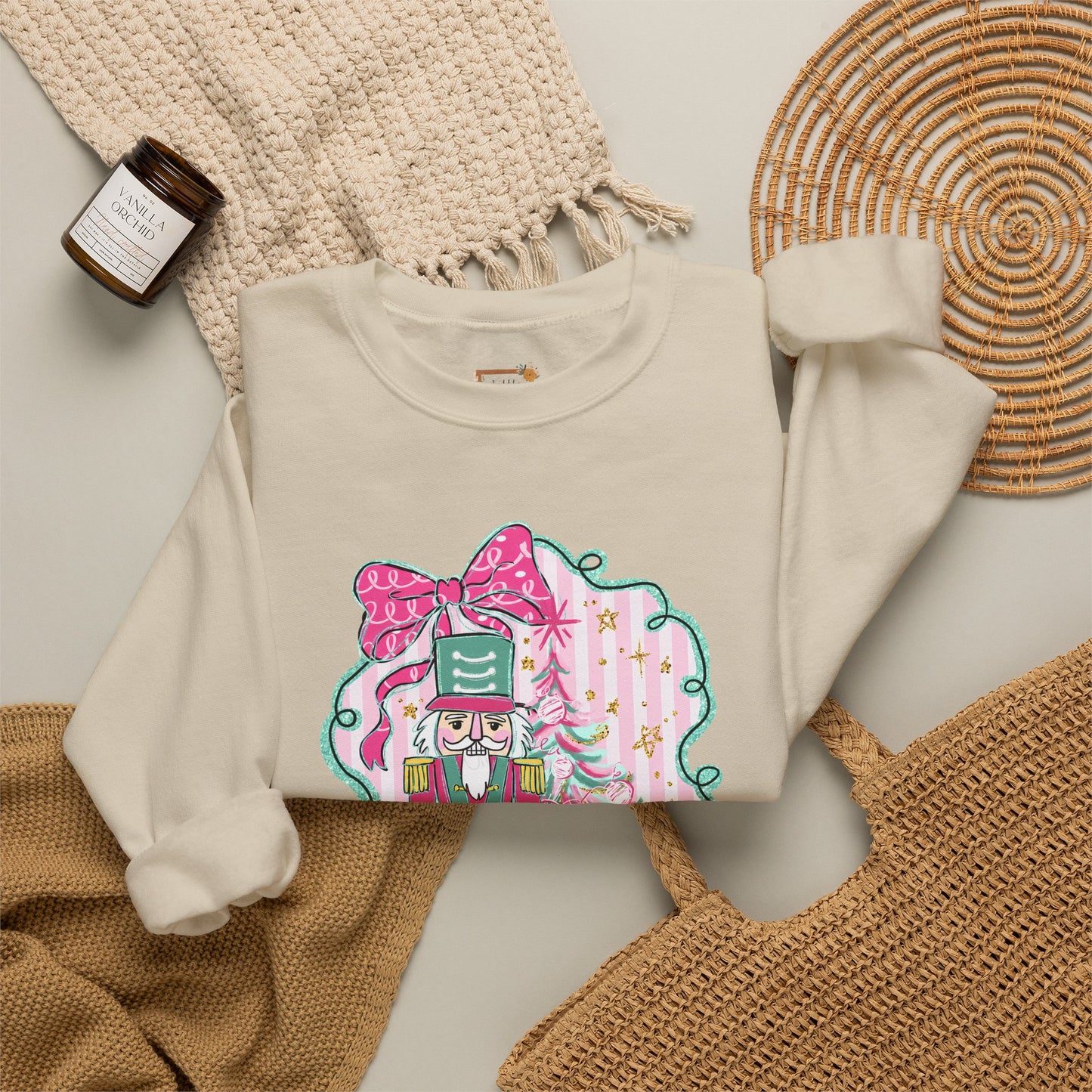 Nutcracker Christmas Sweatshirt — Pink Bow Holiday Crewneck