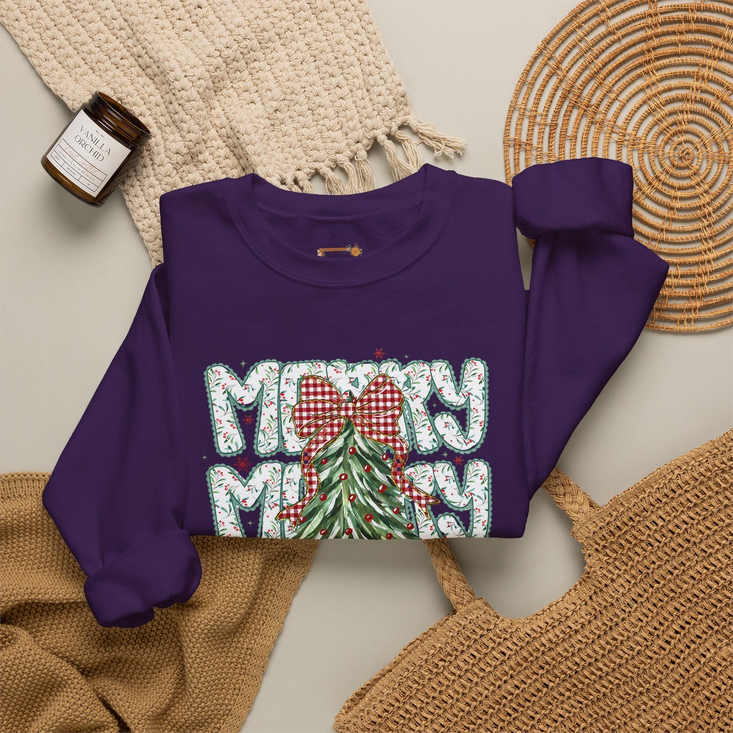 Christmas Tree Crewneck Sweatshirt — Merry Merry Holiday Graphic
