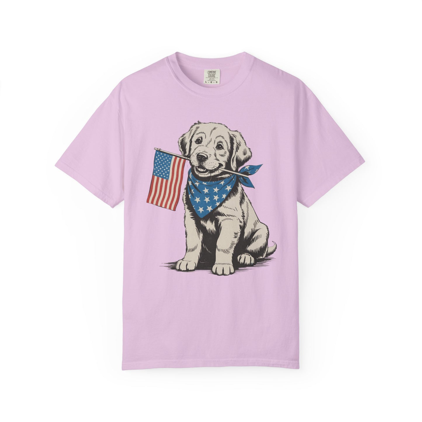4th of July Patriotic Dog Puppy Tee • Americana Dog Lover Graphic • Red White Blue Flag Shirt