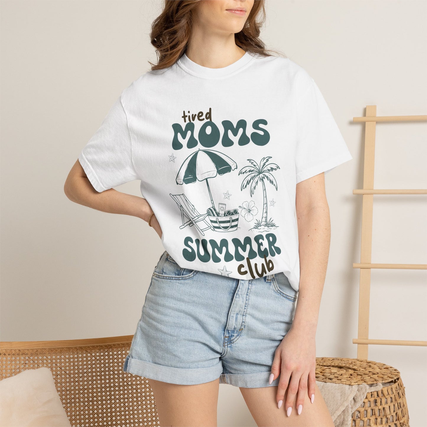 Tired Moms Summer Club Beach Mom Graphic Tee • Summer Vacation Shirt • Pool Day Mama Outfit • Coastal Summer Tee