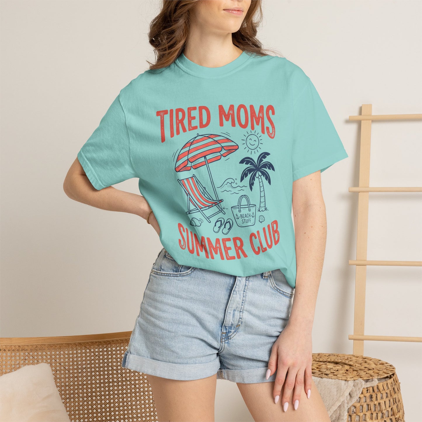 Tired Moms Summer Club Beach Graphic Tee • Summer Mom Shirt • Pool Day Mama Tee • Coastal Vacation Outfit