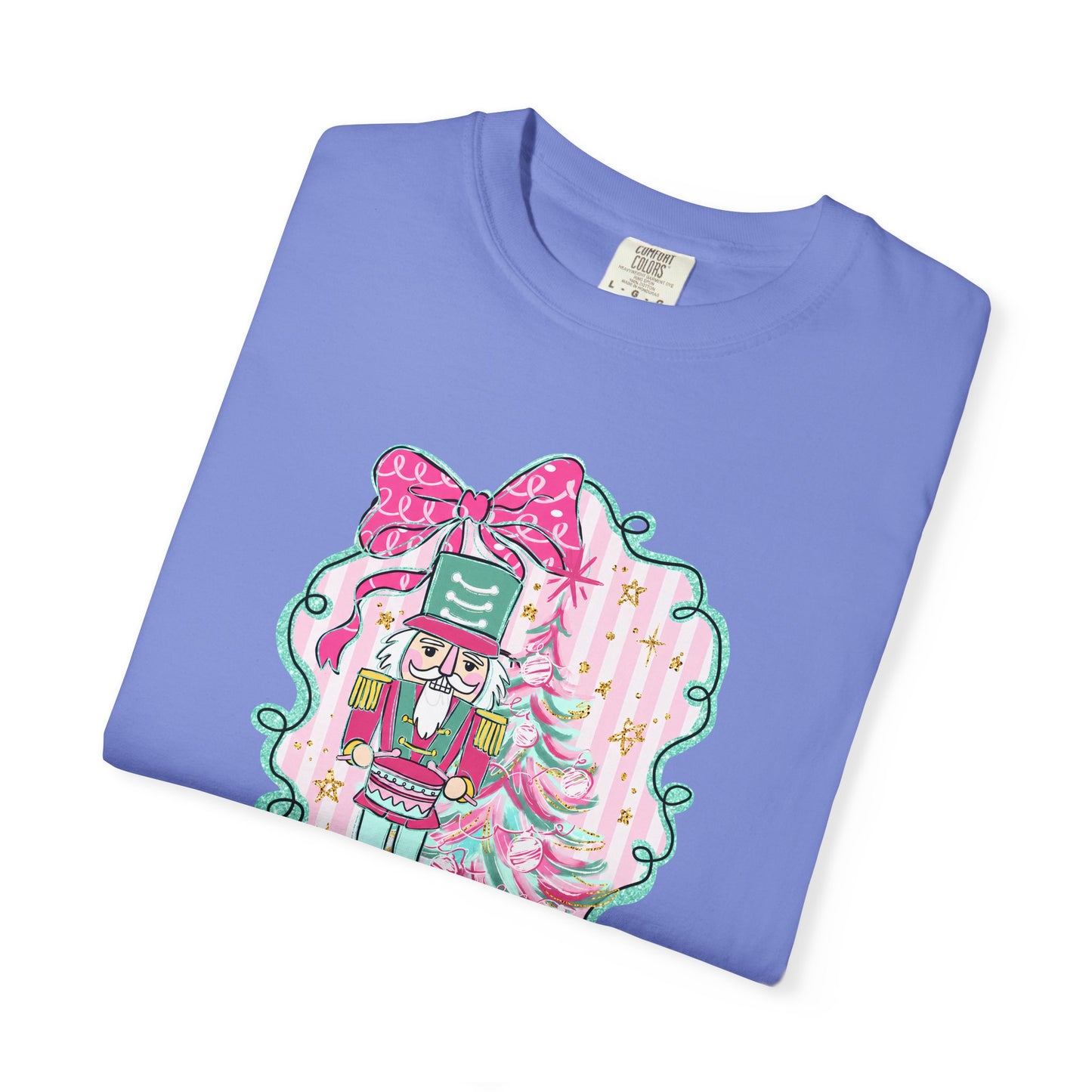 Nutcracker Christmas T-Shirt — Cute Pink Nutcracker with Ribbon Holiday Tee