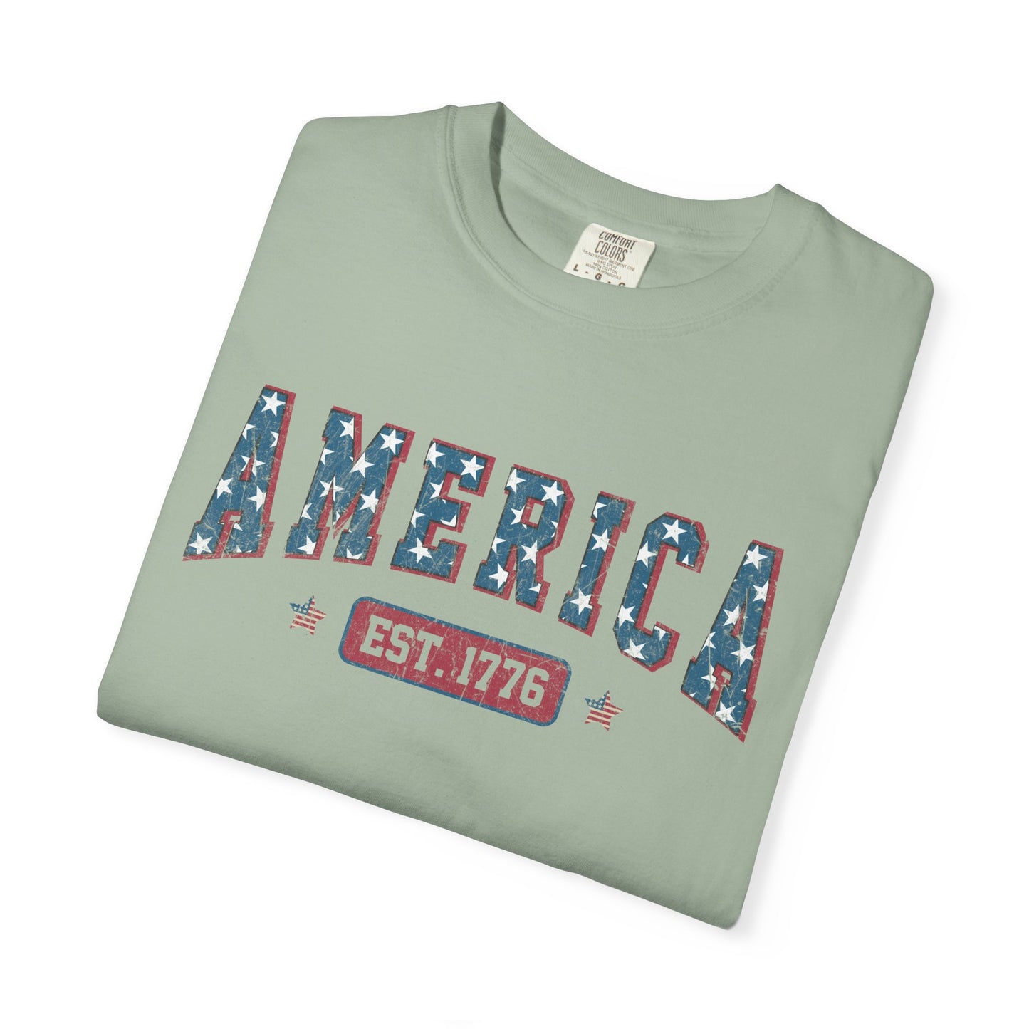 America Est 1776 T-Shirt • Vintage Patriotic Graphic Tee • Red White Blue Fourth of July Shirt