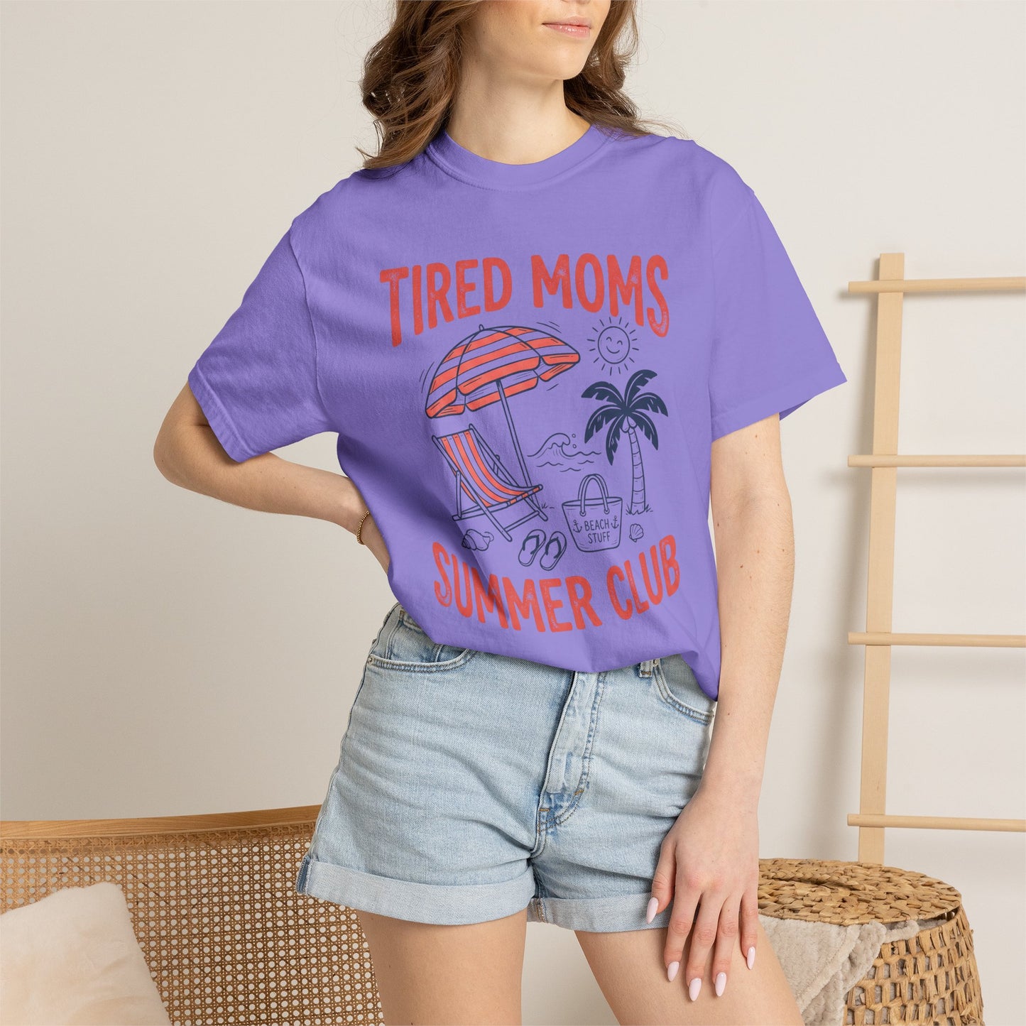 Tired Moms Summer Club Beach Graphic Tee • Summer Mom Shirt • Pool Day Mama Tee • Coastal Vacation Outfit