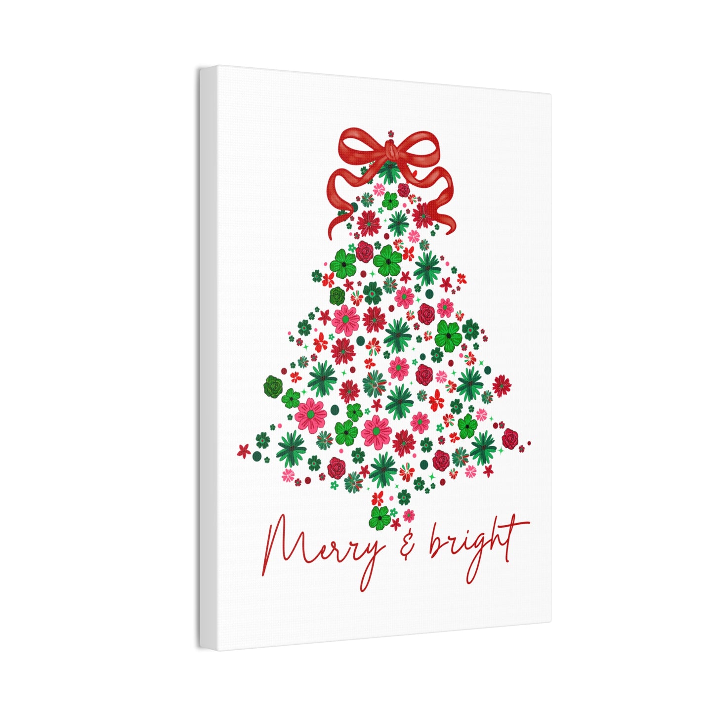 Festive Canvas Wall Art - Merry & Bright Christmas Tree