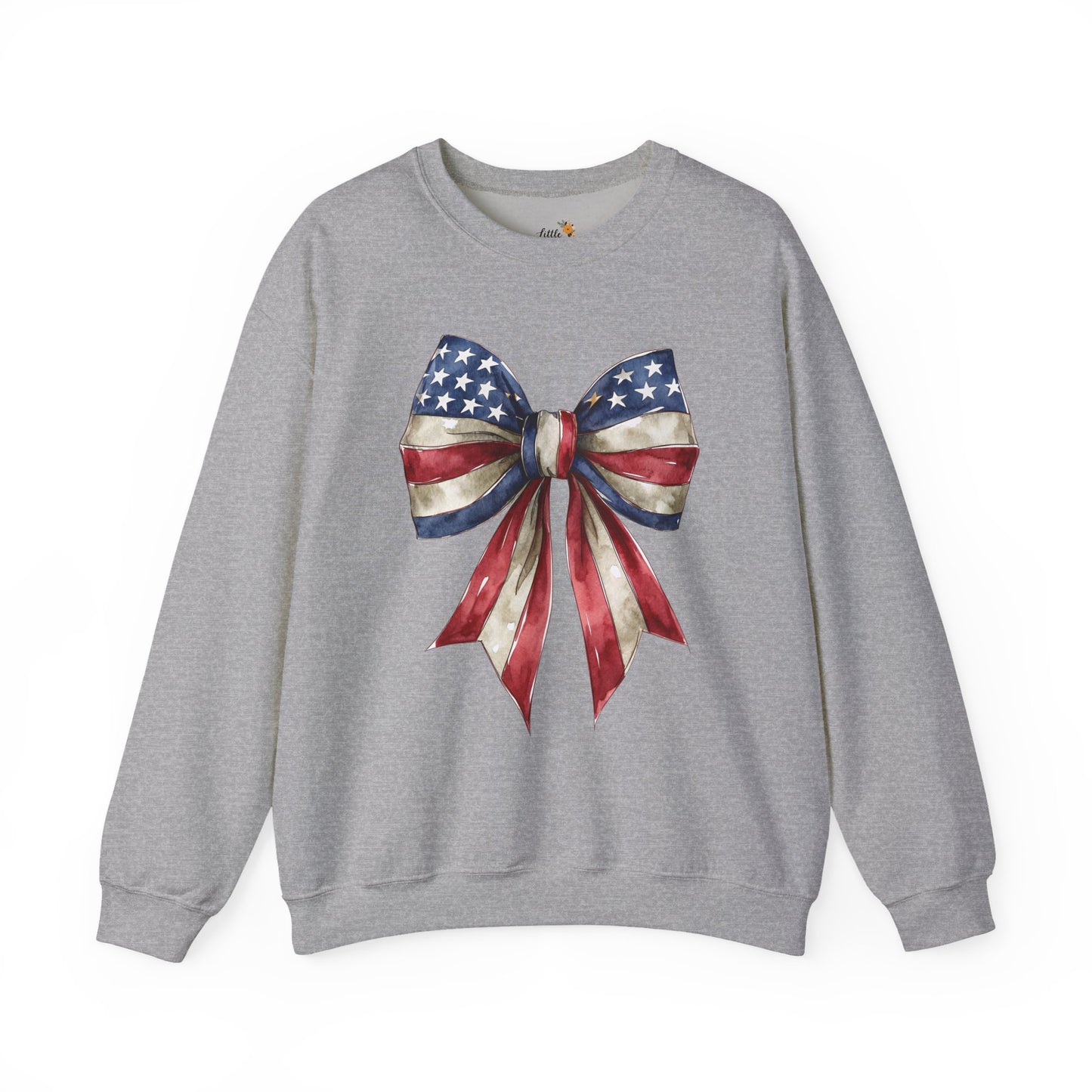 Red White Blue Coquette Bow Sweatshirt • 4th of July Crewneck • American Flag Design