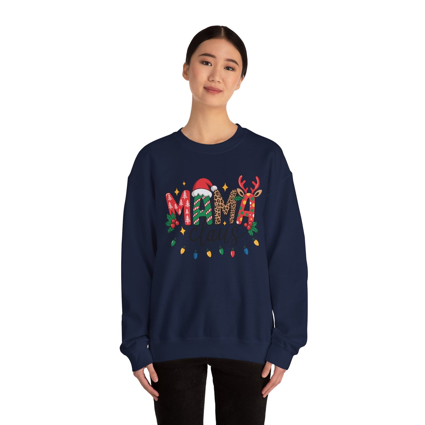 Festive Mama Claus Sweatshirt, Christmas Sweatshirt, Holiday Apparel, Gift for Mom, Cozy Crewneck