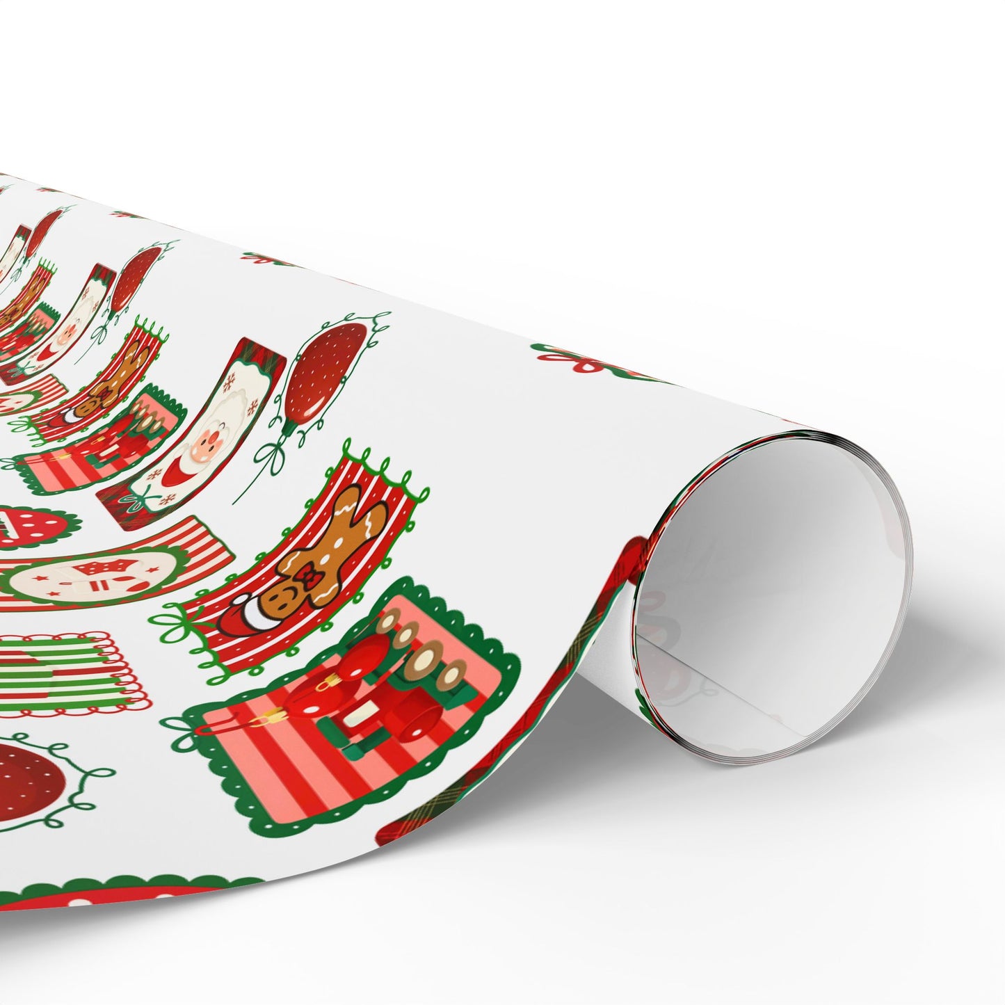 Christmas Stamp Collage Wrapping Paper | Vintage Holiday Postmark Pattern | Red & Green Retro Christmas Gift Wrap | Festive Mail-Inspired Design