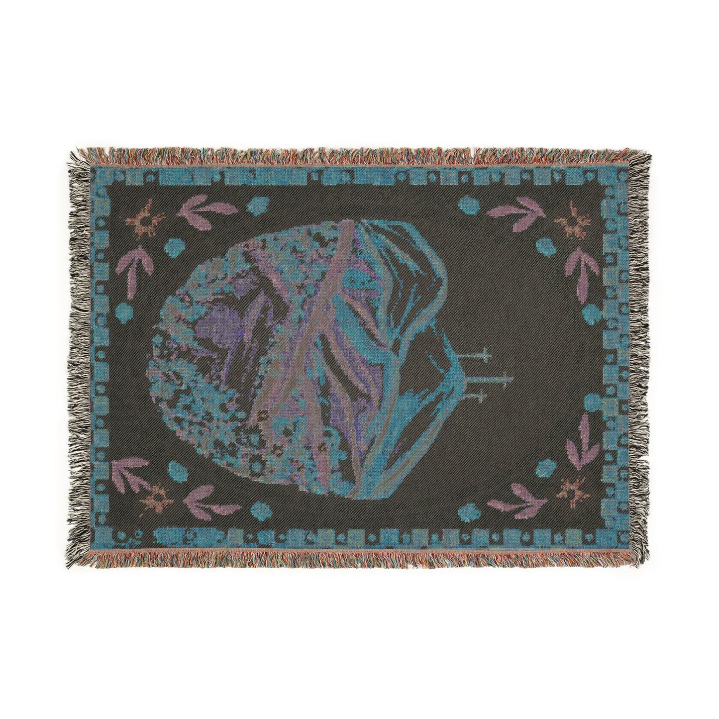 Spring Floral Cross Woven Blanket — Easter Landscape Cross & Floral Throw