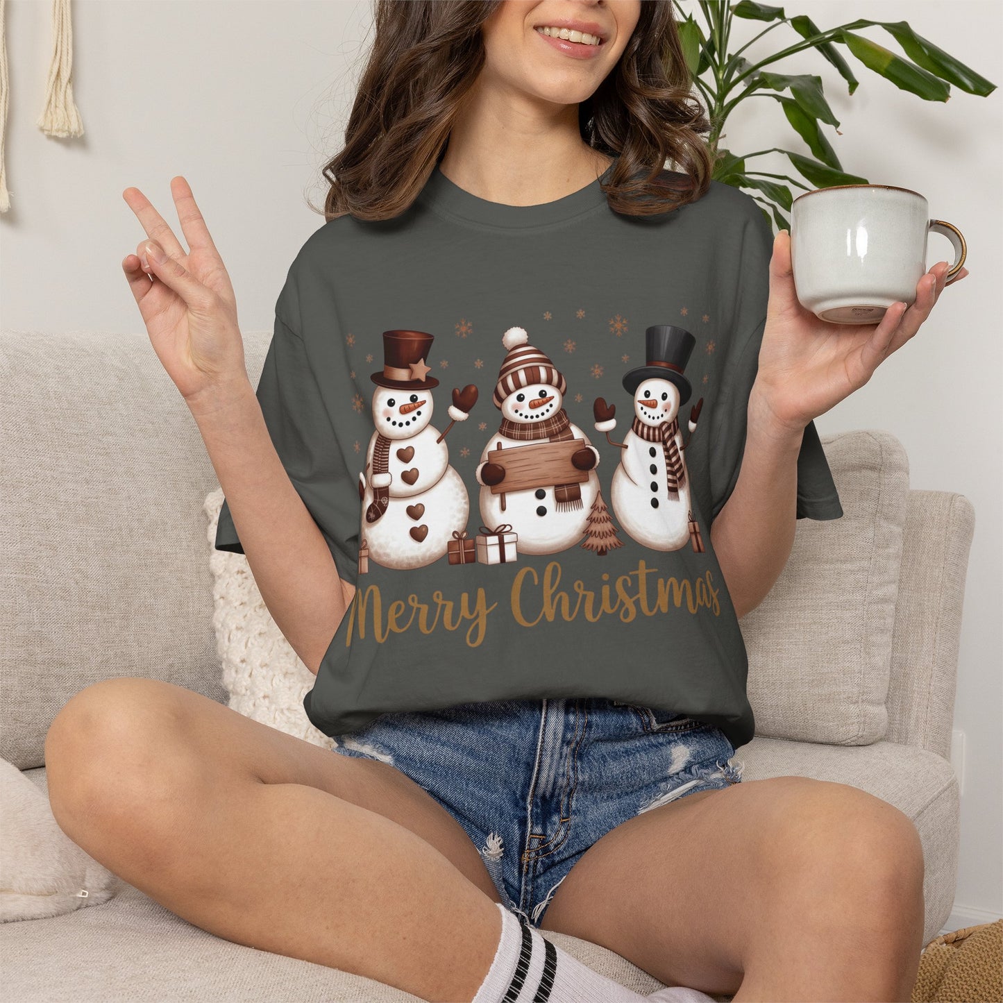 Christmas Snowmen T-Shirt - Merry Christmas Cute Winter Holiday Tee