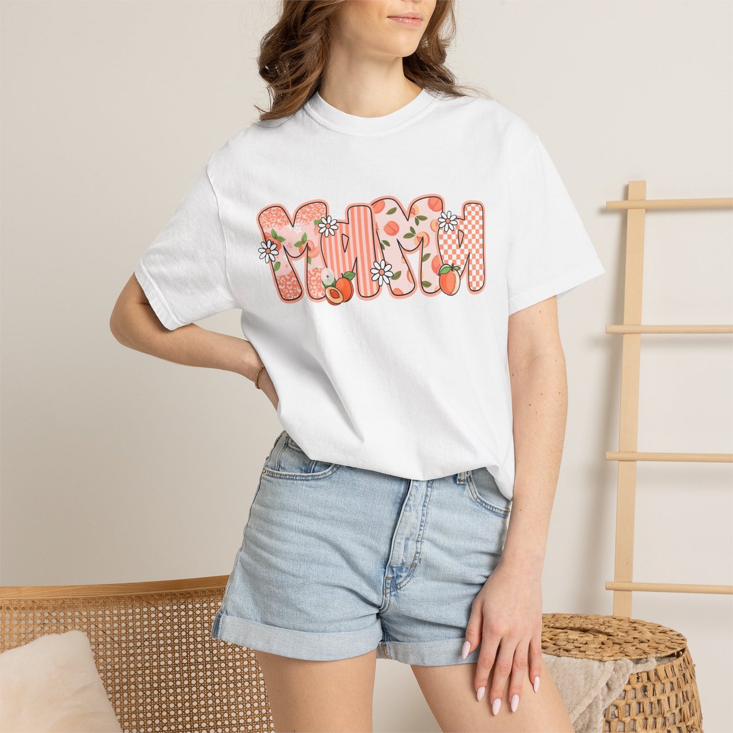 Peach Floral Mama Graphic Tee • Spring Mama Shirt • Soft Girly Mom Shirt • Floral Boutique Style Outfit
