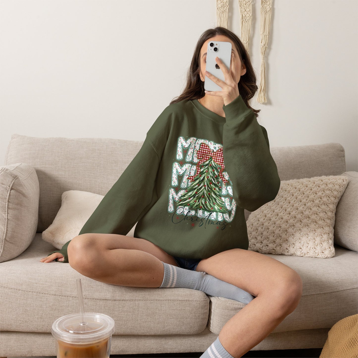 Christmas Tree Crewneck Sweatshirt — Merry Merry Holiday Graphic