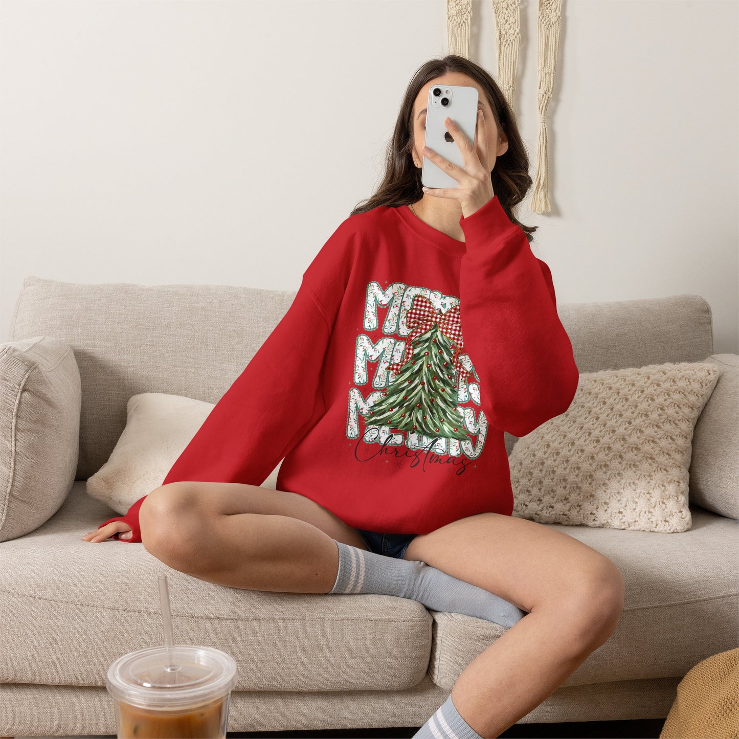 Christmas Tree Crewneck Sweatshirt — Merry Merry Holiday Graphic
