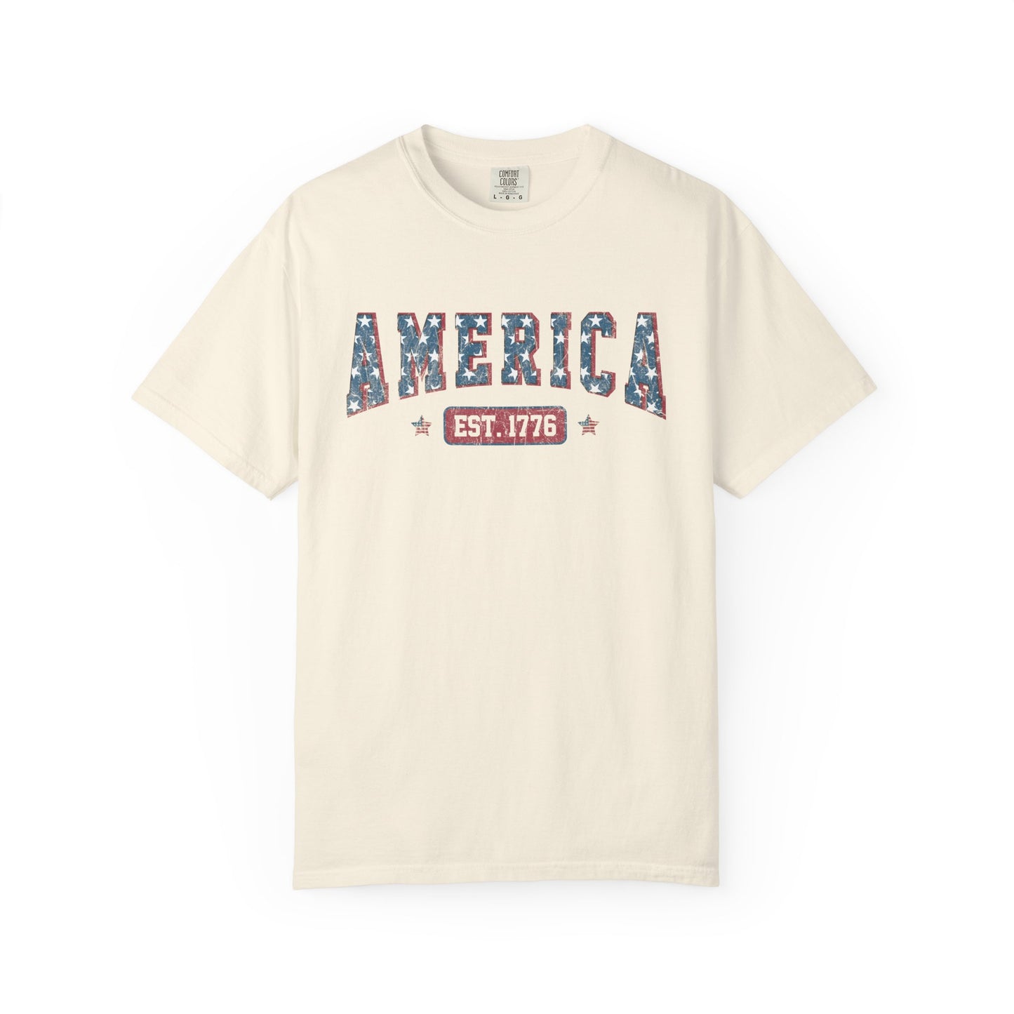 America Est 1776 T-Shirt • Vintage Patriotic Graphic Tee • Red White Blue Fourth of July Shirt