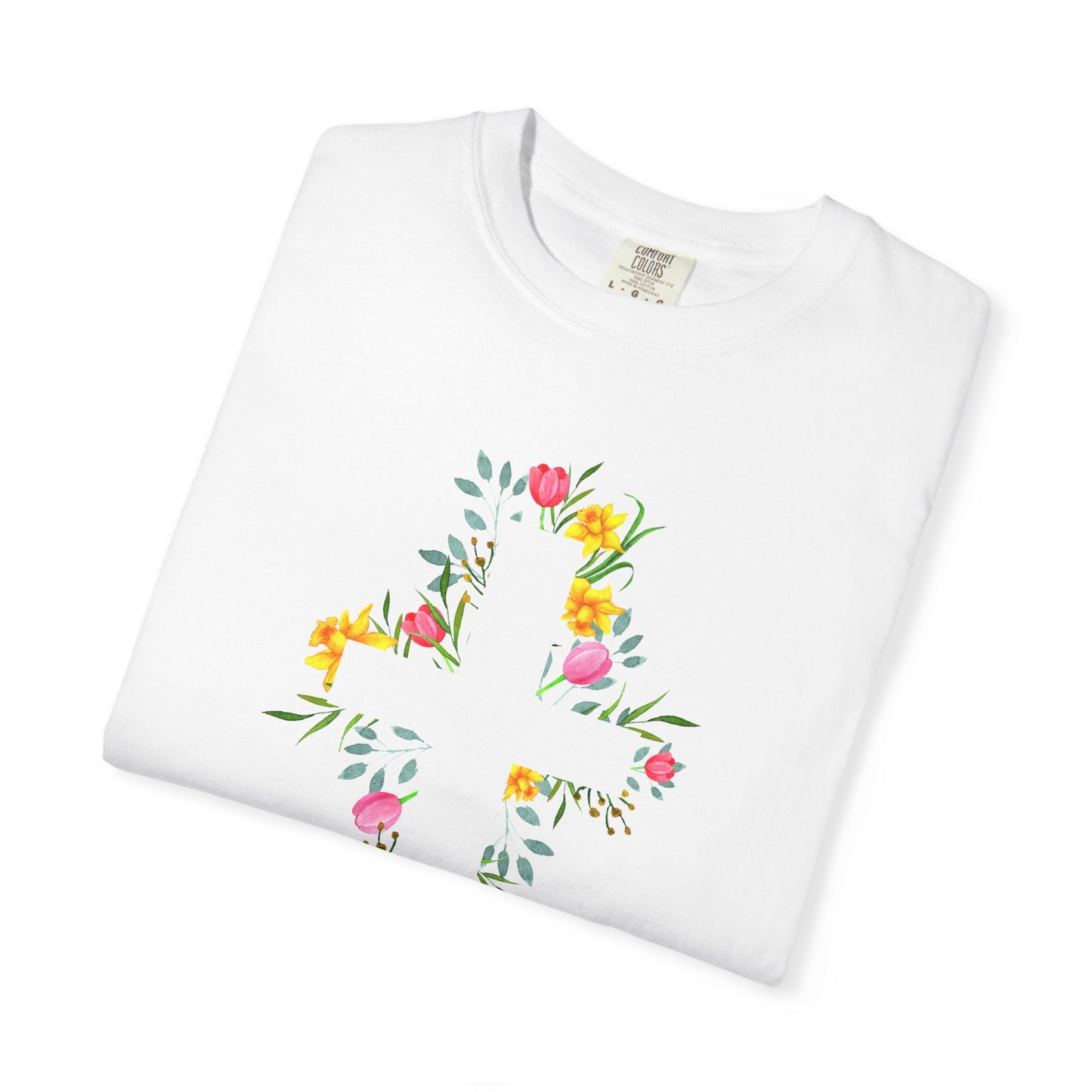 Floral Cross T-Shirt — Christian Faith Tee with Watercolor Flowers