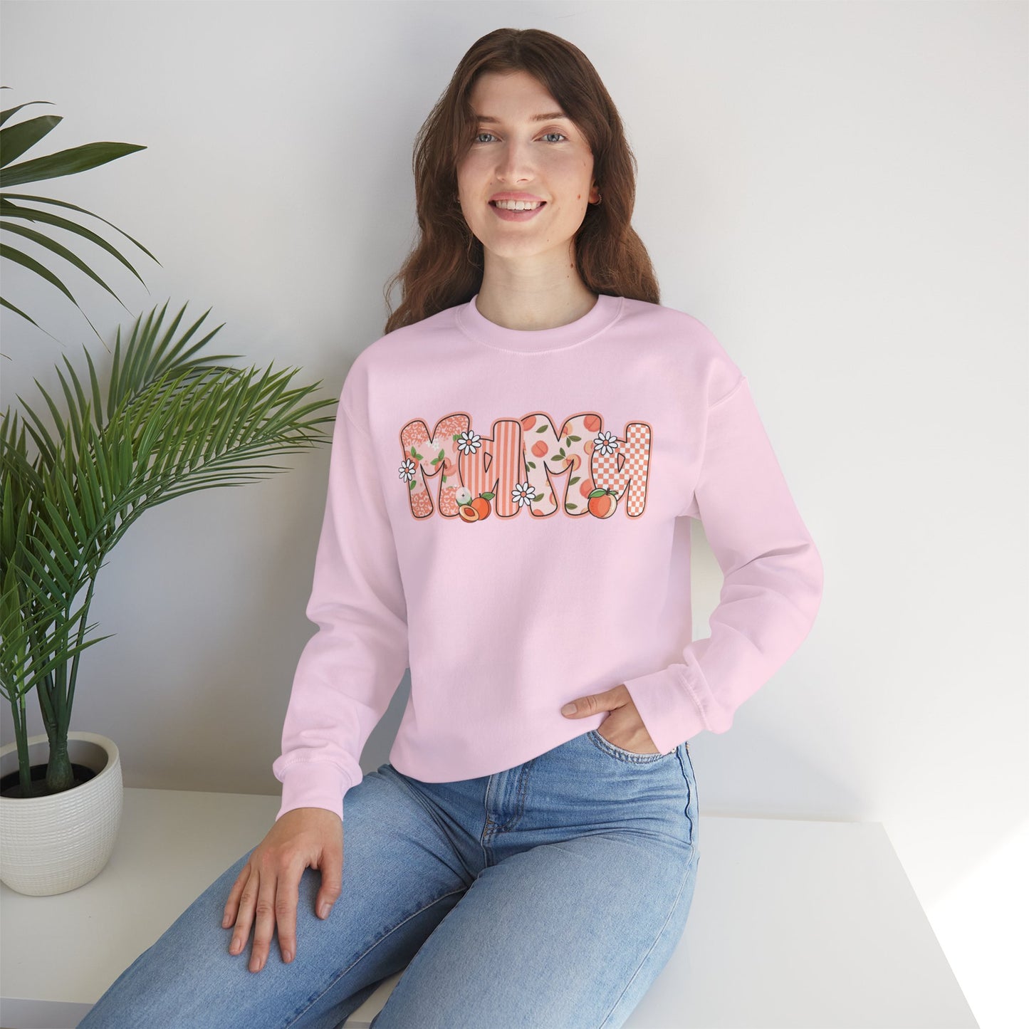 Peach Floral Mama Graphic Sweatshirt • Spring Mama Crewneck • Soft Girly Mom Pullover • Floral Boutique Style Outfit