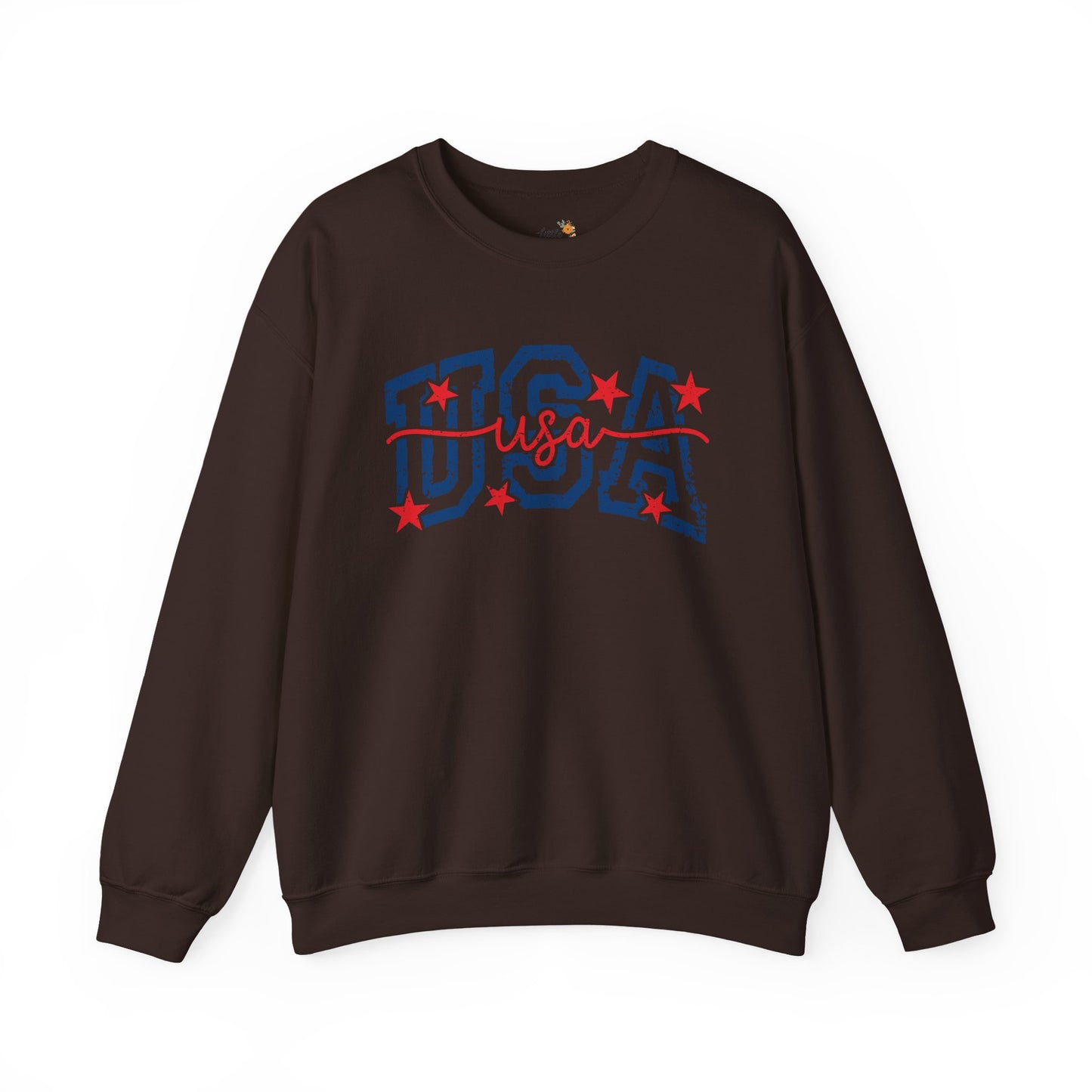 Copy of Feux Laced USA Patchwork Sweatshirt • Preppy Patriotic Crewneck • Coquette Americana Sweatshirt • Red White Blue Mama Style