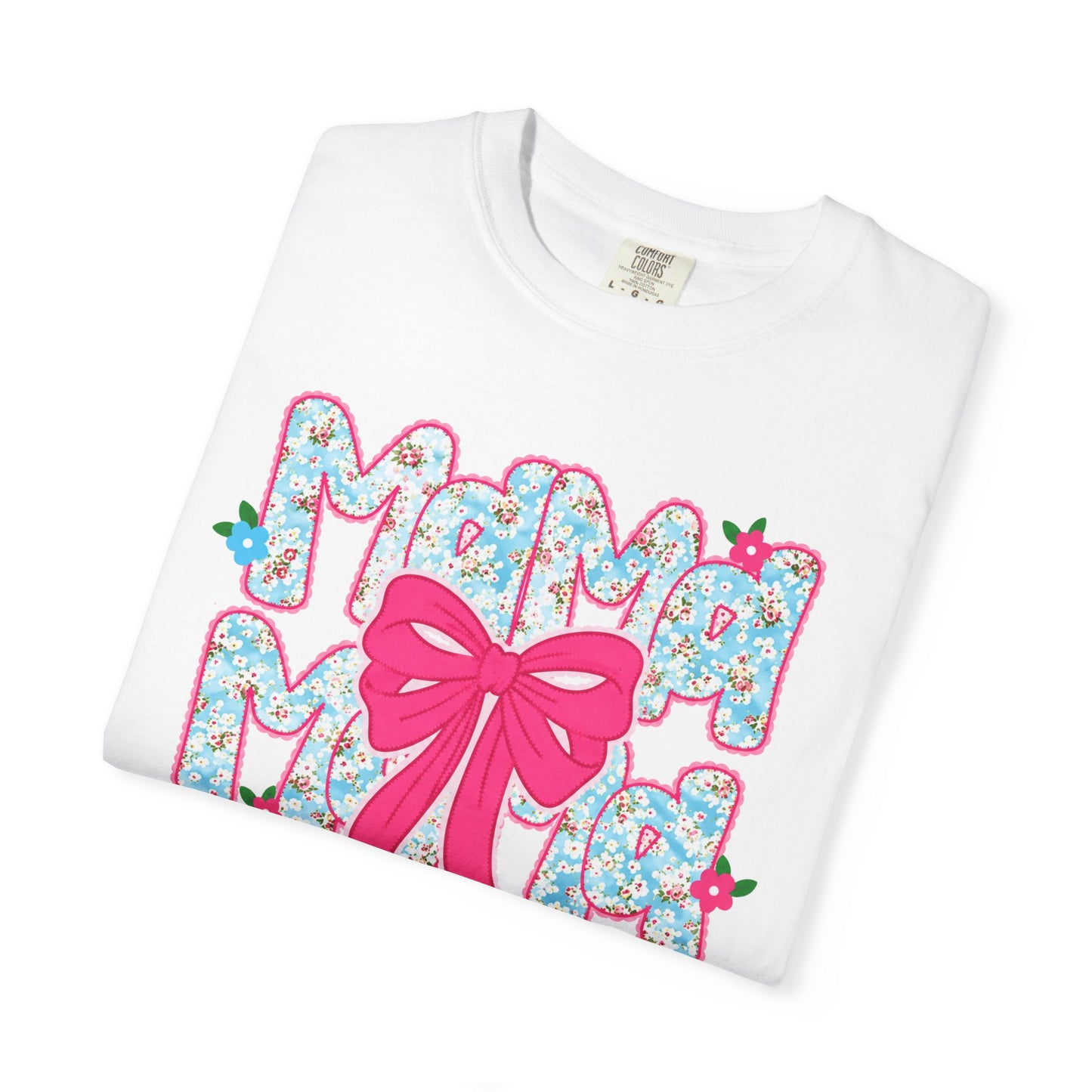 Hydrangea Mama Floral Bow T-Shirt — Cute Mom Graphic Tee for Mother’s Day