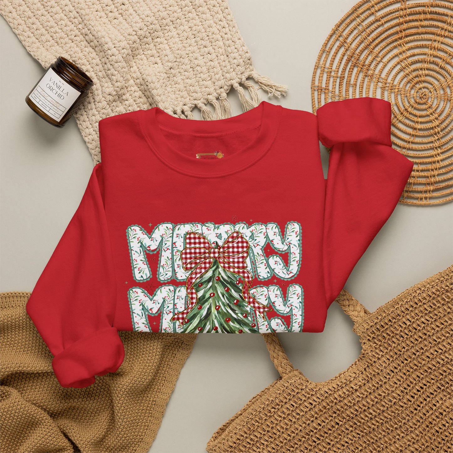 Christmas Tree Crewneck Sweatshirt — Merry Merry Holiday Graphic