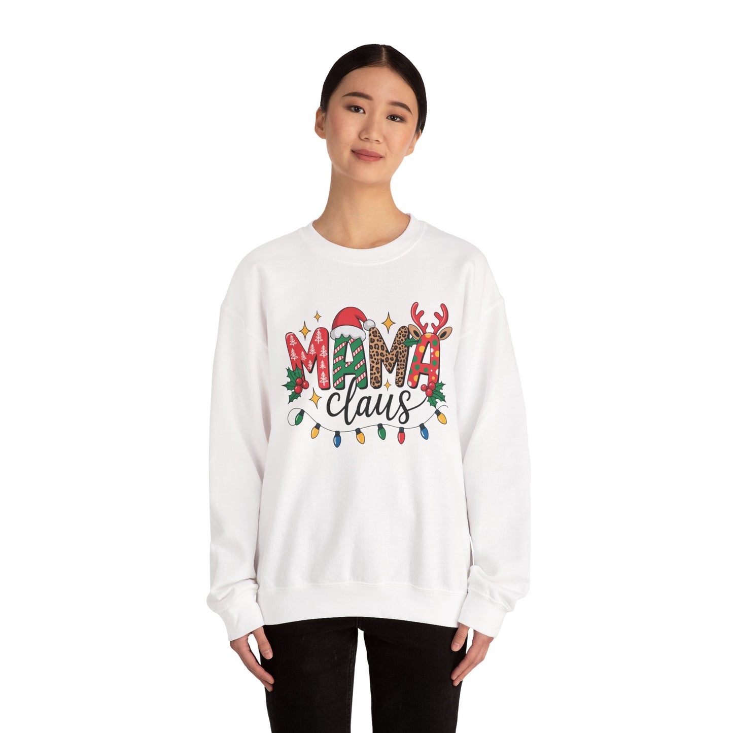 Festive Mama Claus Sweatshirt, Christmas Sweatshirt, Holiday Apparel, Gift for Mom, Cozy Crewneck