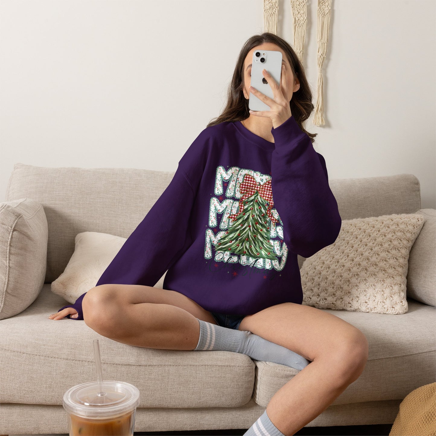 Christmas Tree Crewneck Sweatshirt — Merry Merry Holiday Graphic