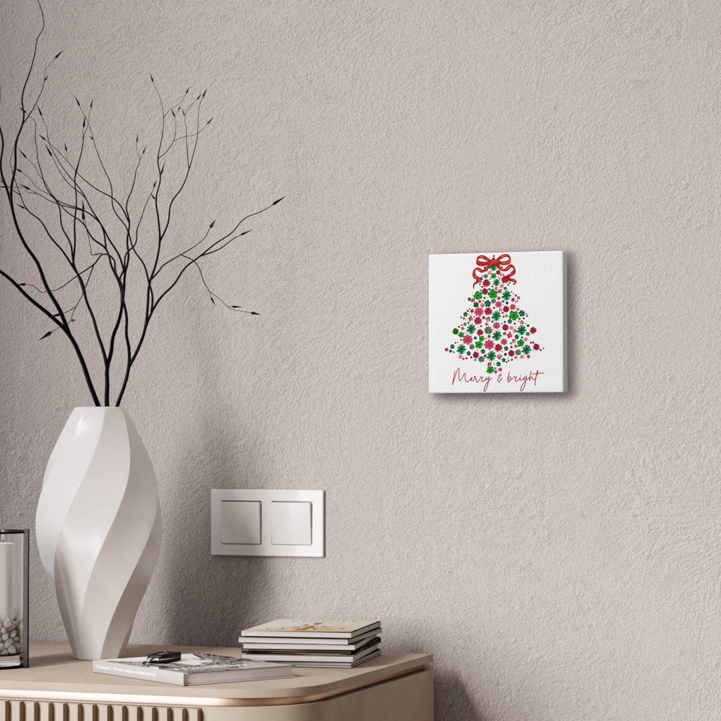 Festive Canvas Wall Art - Merry & Bright Christmas Tree