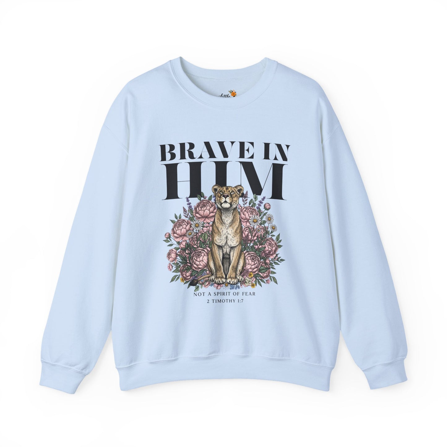 "brave in him" Crewneck Sweatshirt — Inspirational Men's Graphic Sweatshirt