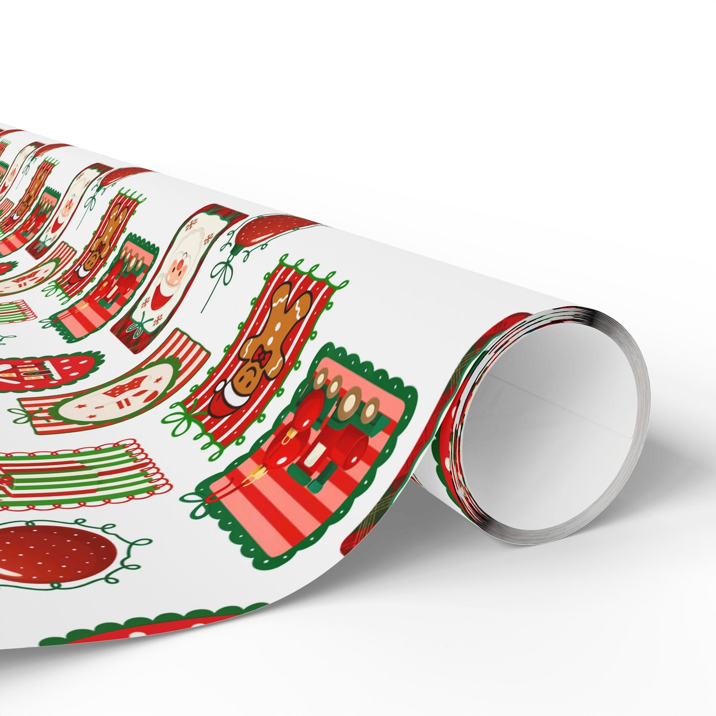 Christmas Stamp Collage Wrapping Paper | Vintage Holiday Postmark Pattern | Red & Green Retro Christmas Gift Wrap | Festive Mail-Inspired Design