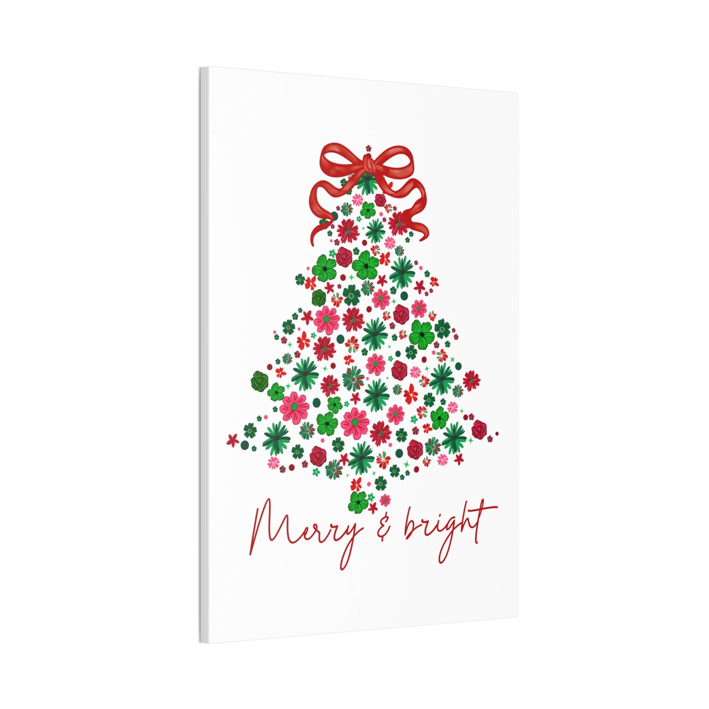 Festive Canvas Wall Art - Merry & Bright Christmas Tree