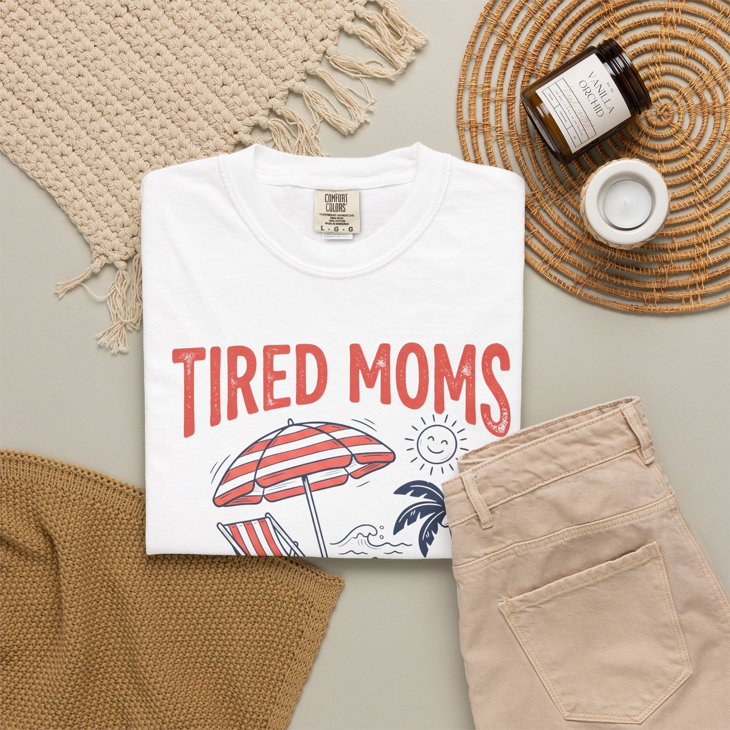 Tired Moms Summer Club Beach Graphic Tee • Summer Mom Shirt • Pool Day Mama Tee • Coastal Vacation Outfit