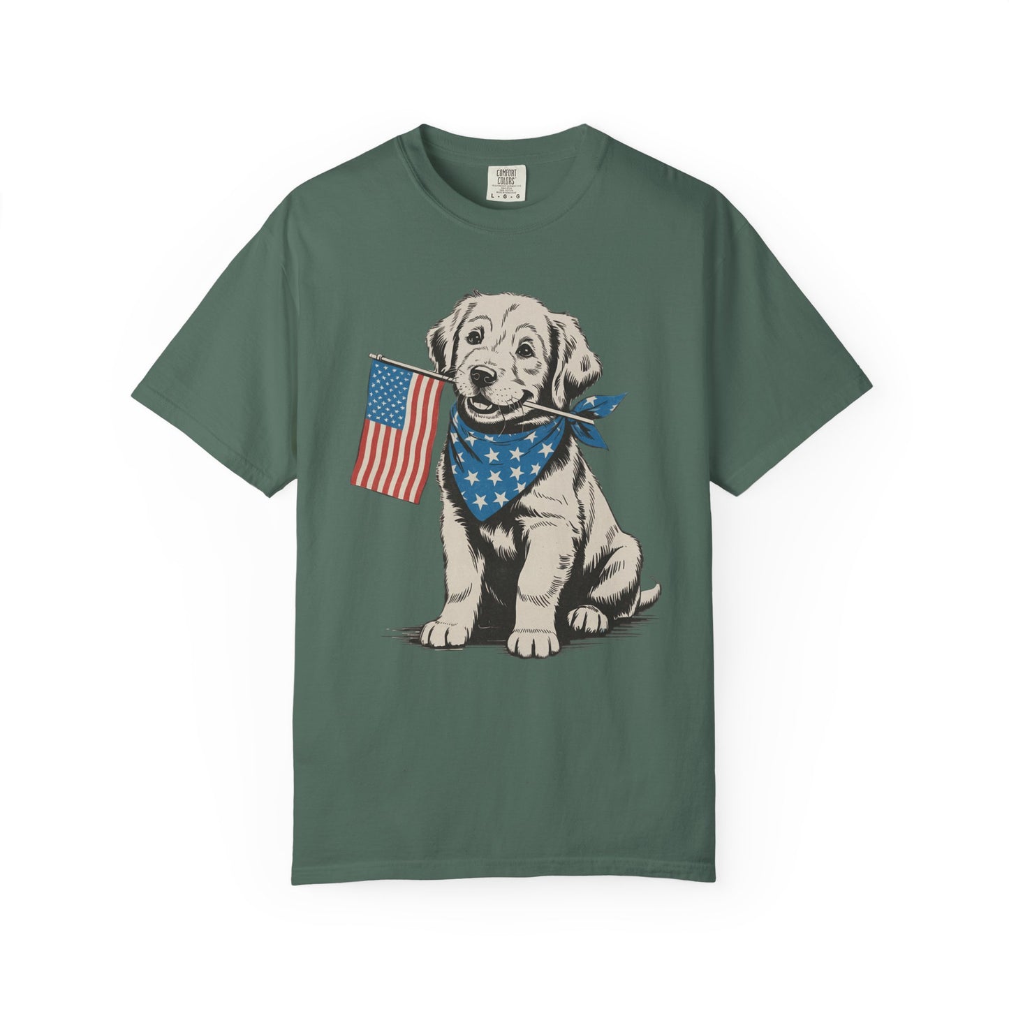 4th of July Patriotic Dog Puppy Tee • Americana Dog Lover Graphic • Red White Blue Flag Shirt