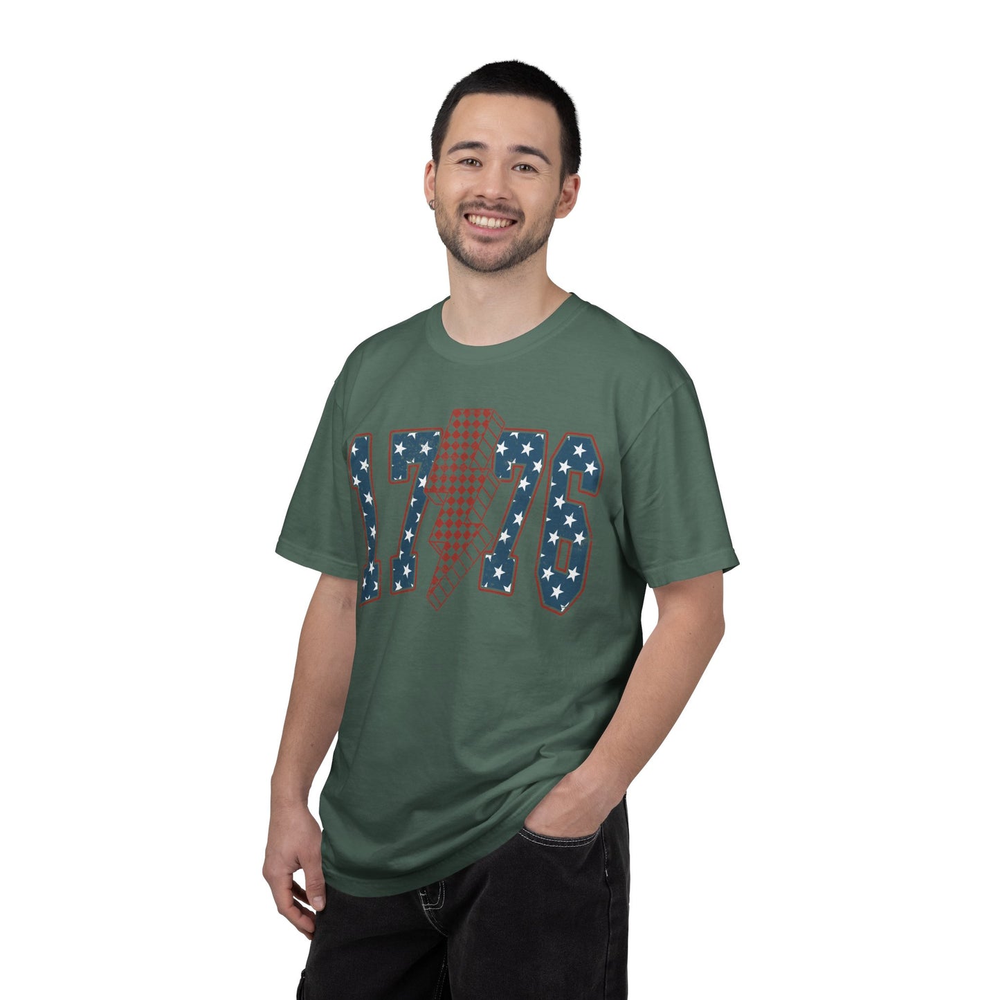 1776 Lightning Bolt Shirt • Patriotic Graphic Tee • Americana Red White Blue Bold Statement