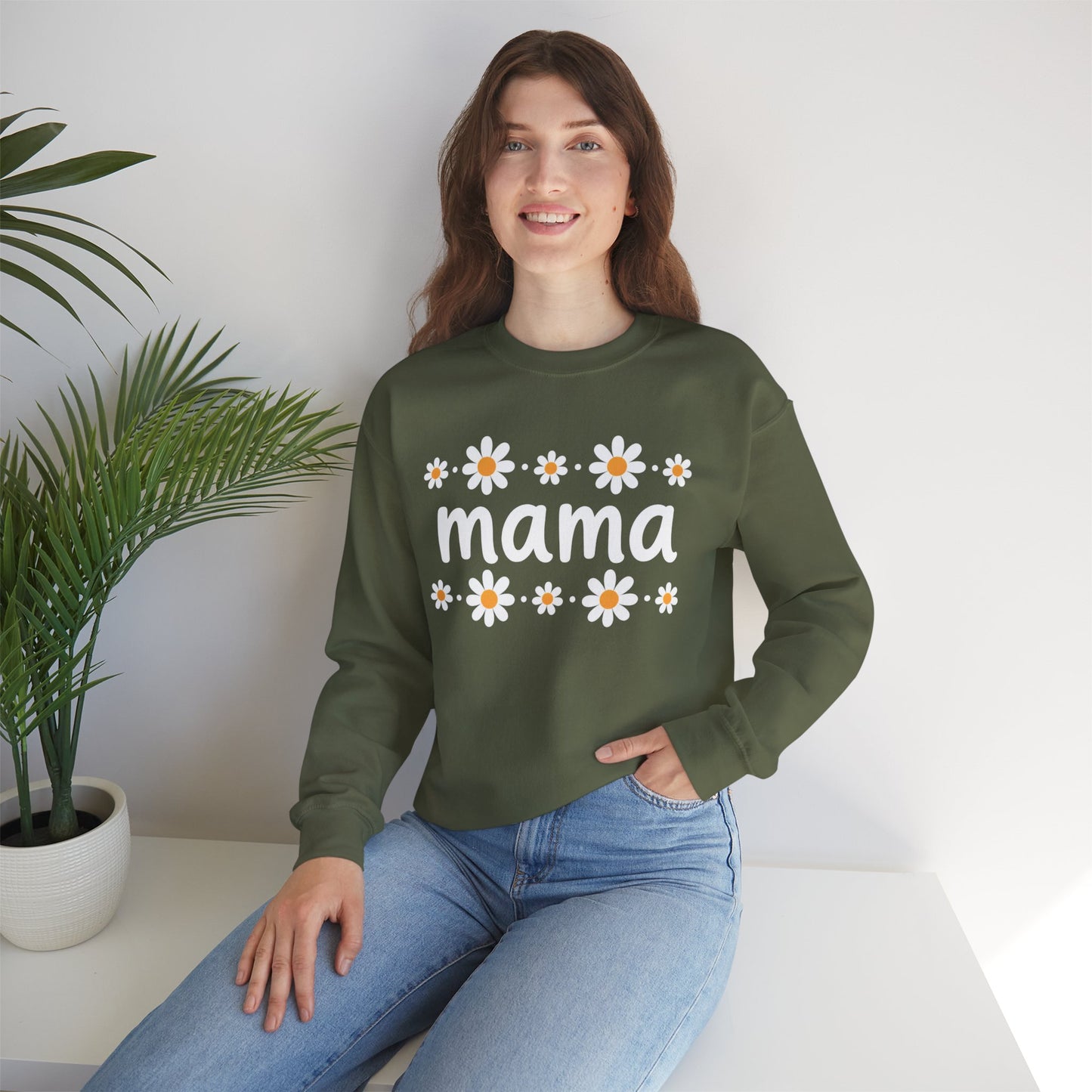 Retro Daisy Mama Crewneck • Floral Mama Sweatshirt • Cozy Motherhood Gift • Boutique Mom Pullover