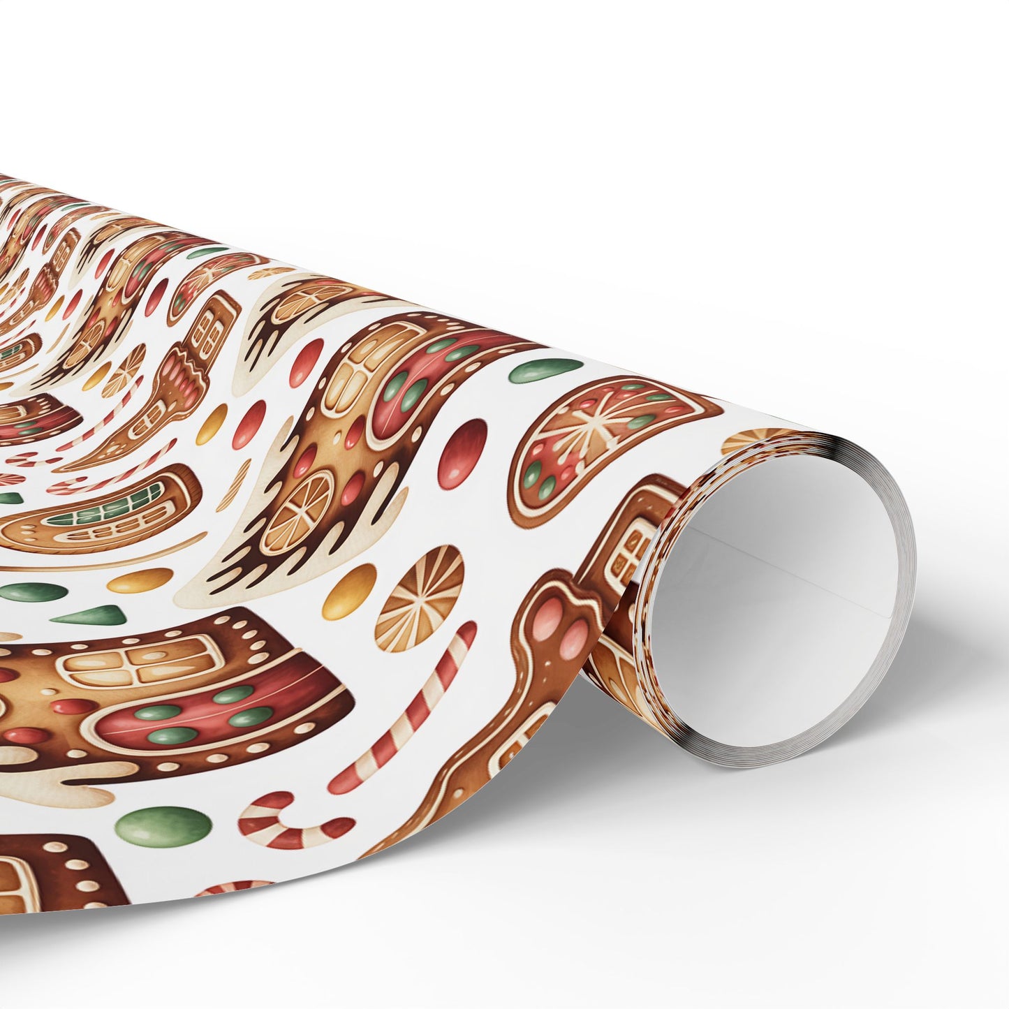 Gingerbread House Wrapping Paper | Candy Cane Cookie Pattern | Cozy Christmas Gift Wrap | Sweet Holiday Home Decor