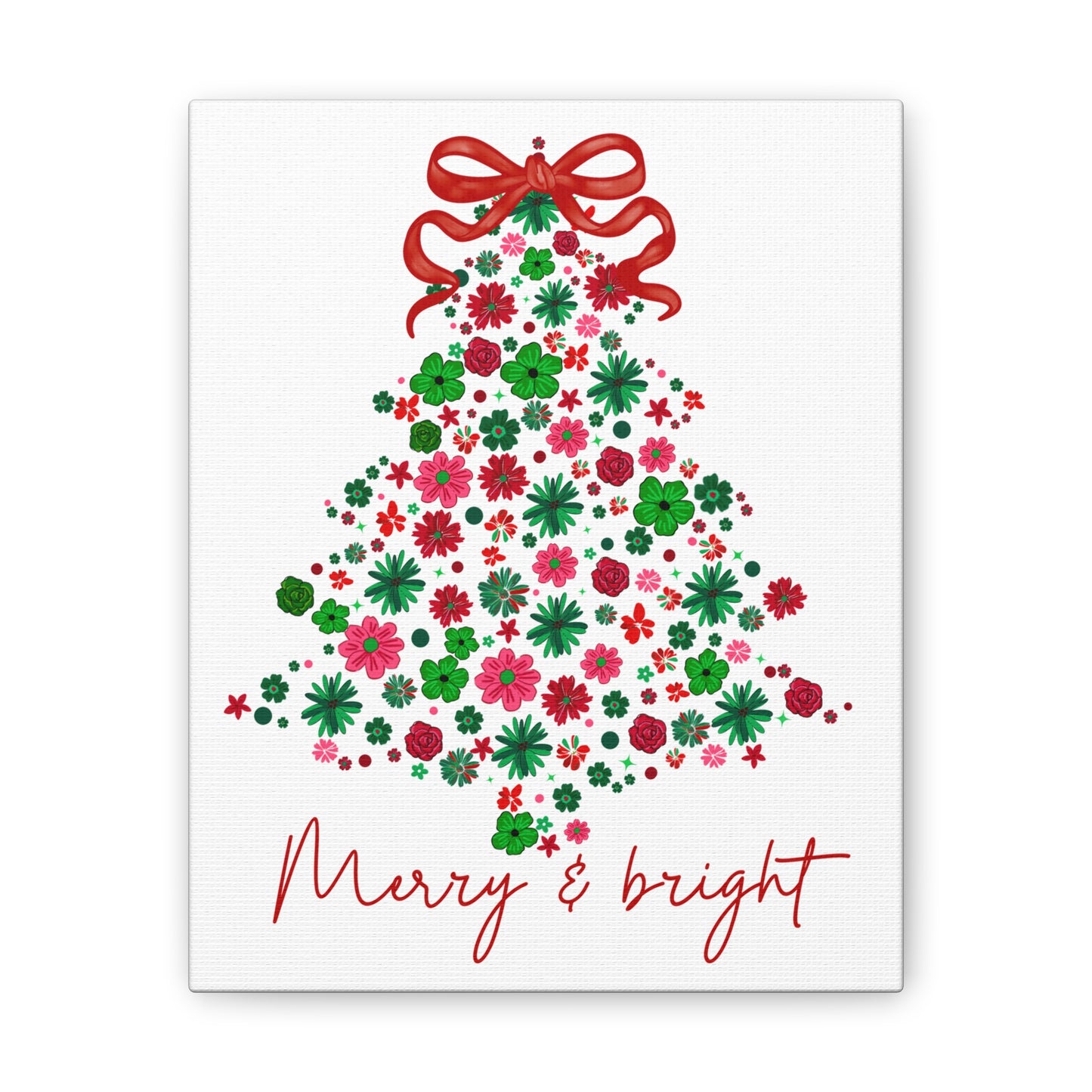 Festive Canvas Wall Art - Merry & Bright Christmas Tree