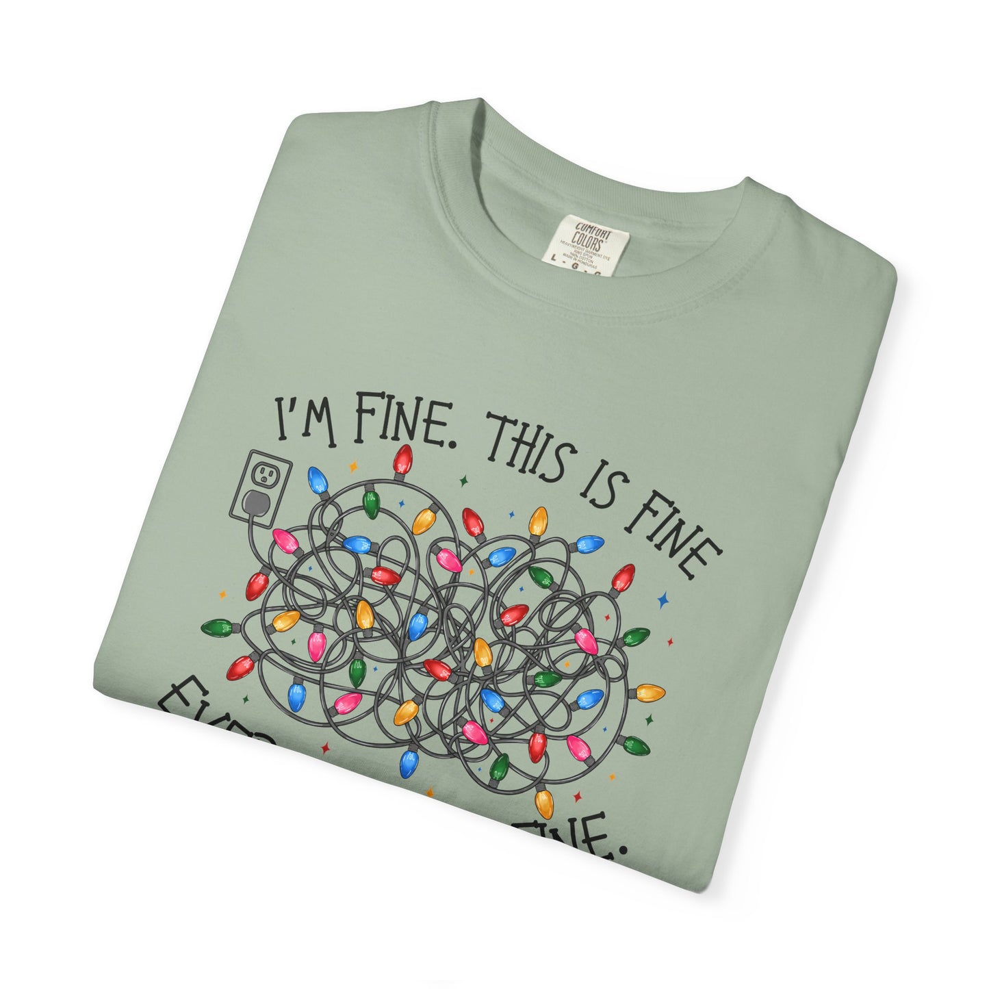 “I’m Fine, This Is Fine” tshirtTangled Holiday Lights Graphic
