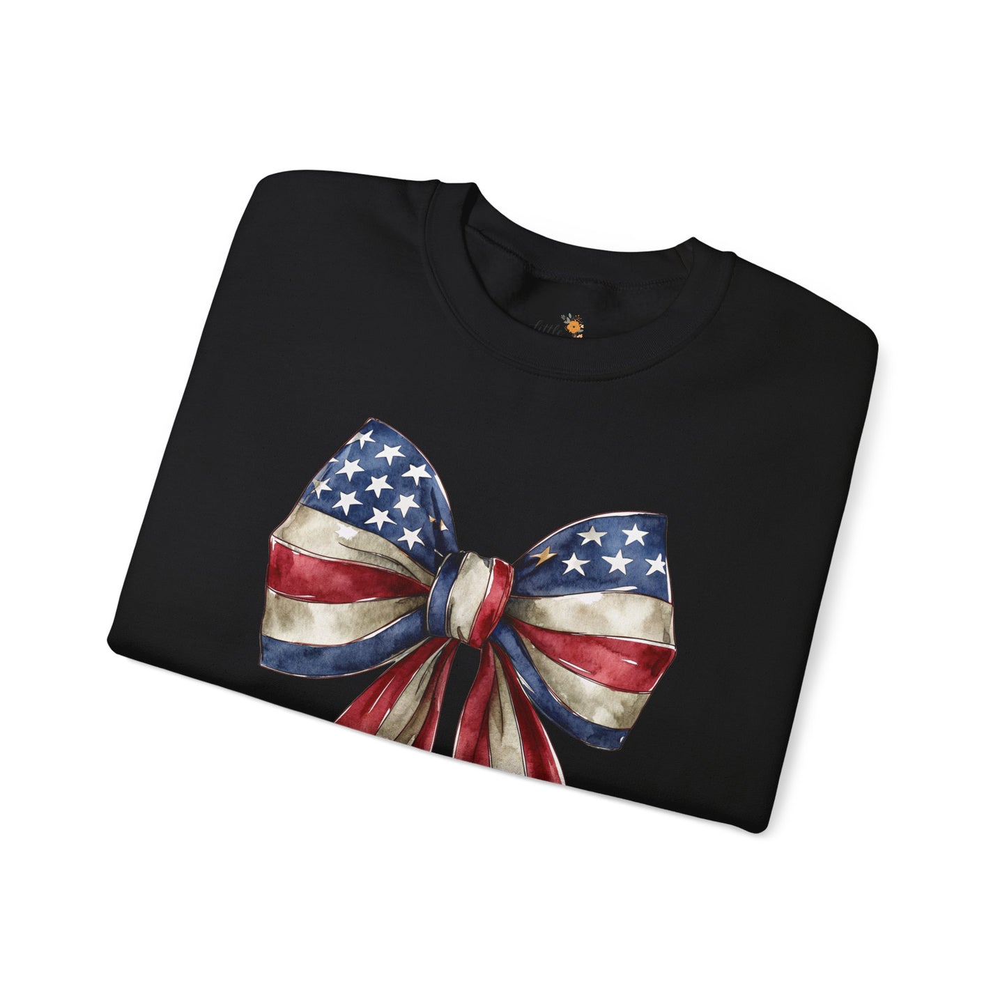 Red White Blue Coquette Bow Sweatshirt • 4th of July Crewneck • American Flag Design