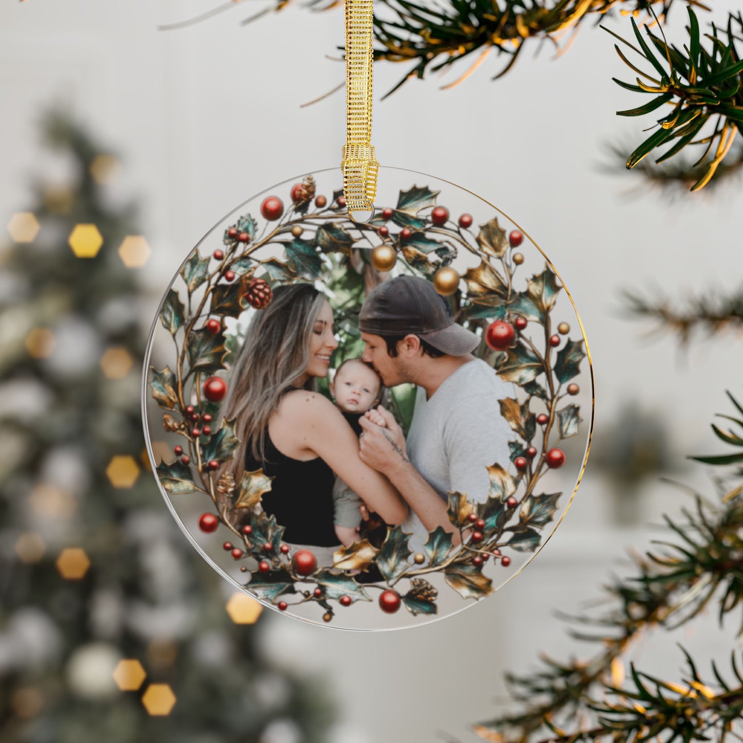 Personalized Acrylic Christmas Ornaments - Custom Family Photo Decoration