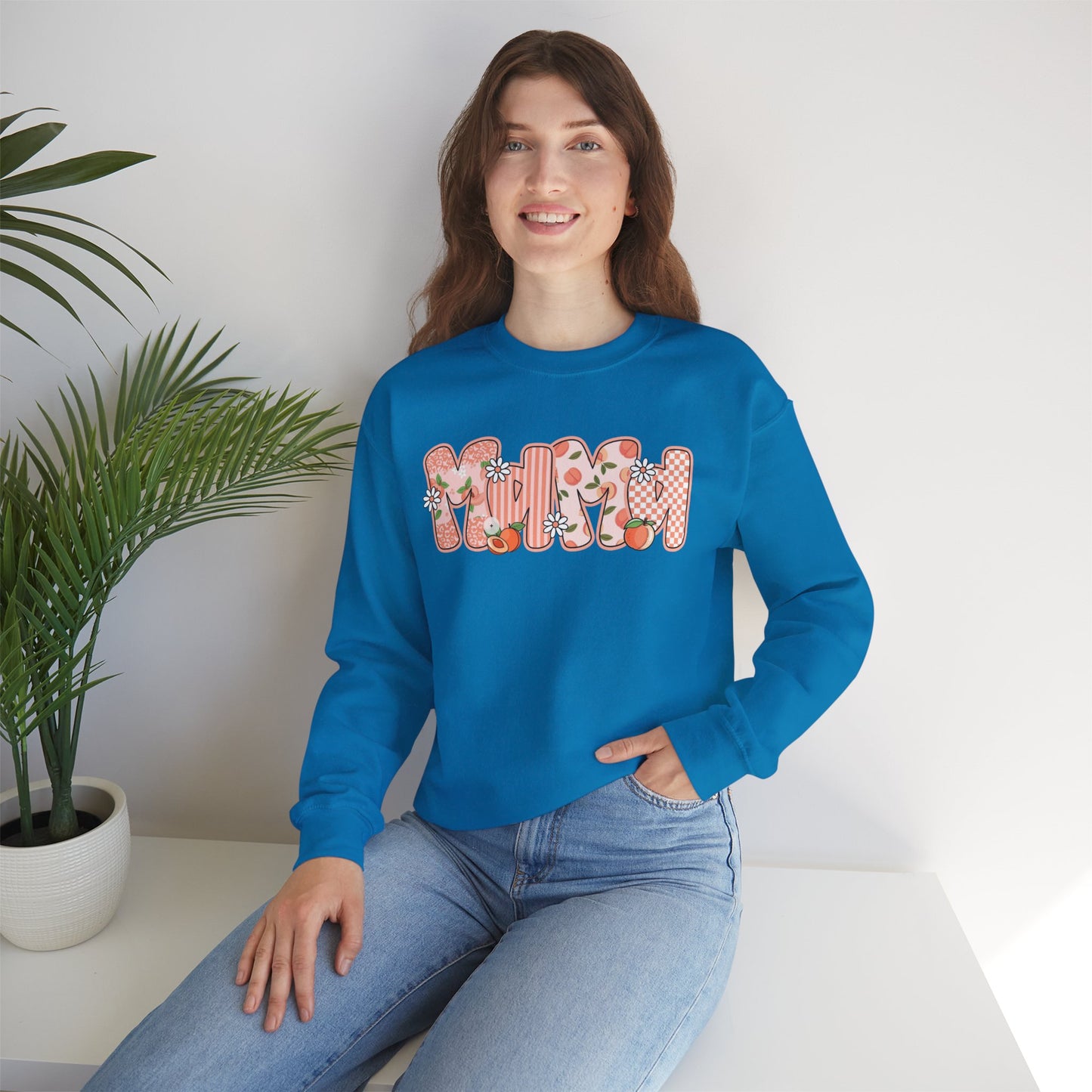 Peach Floral Mama Graphic Sweatshirt • Spring Mama Crewneck • Soft Girly Mom Pullover • Floral Boutique Style Outfit