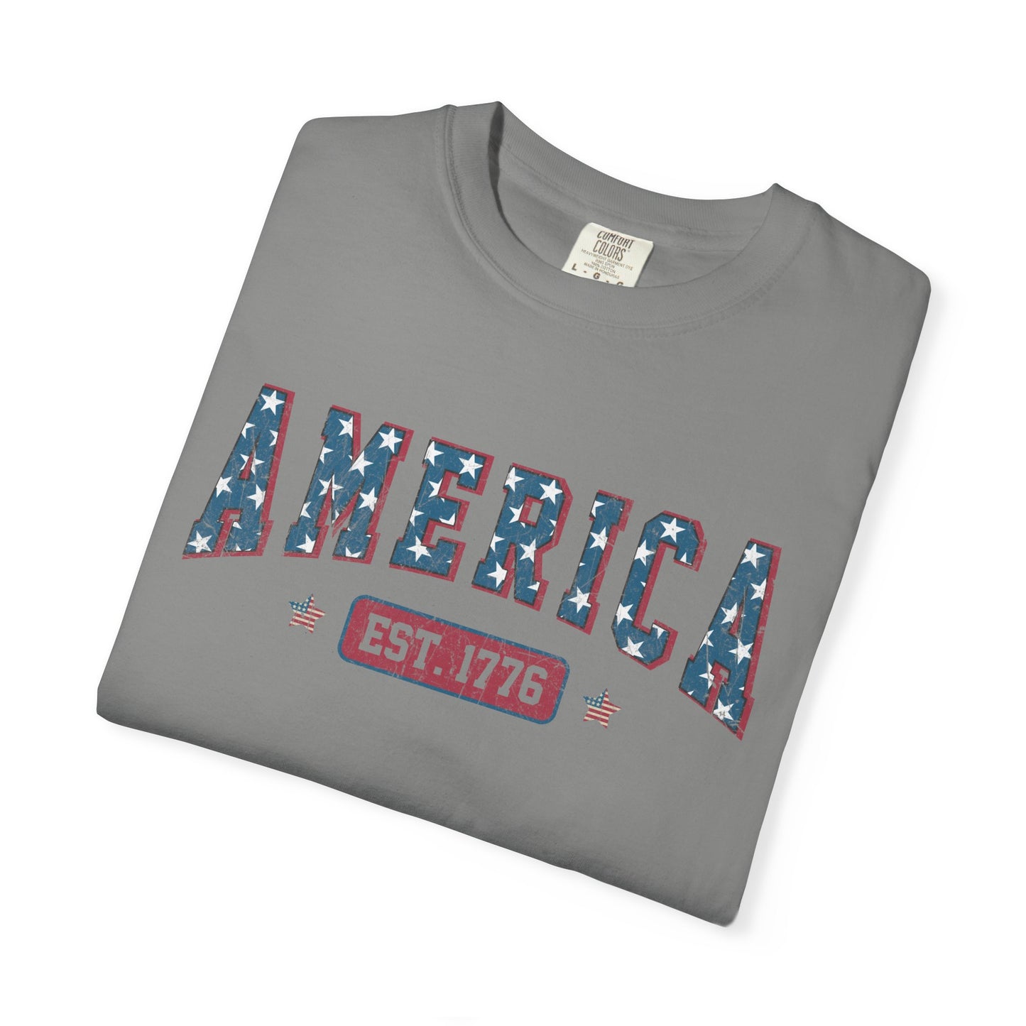 America Est 1776 T-Shirt • Vintage Patriotic Graphic Tee • Red White Blue Fourth of July Shirt
